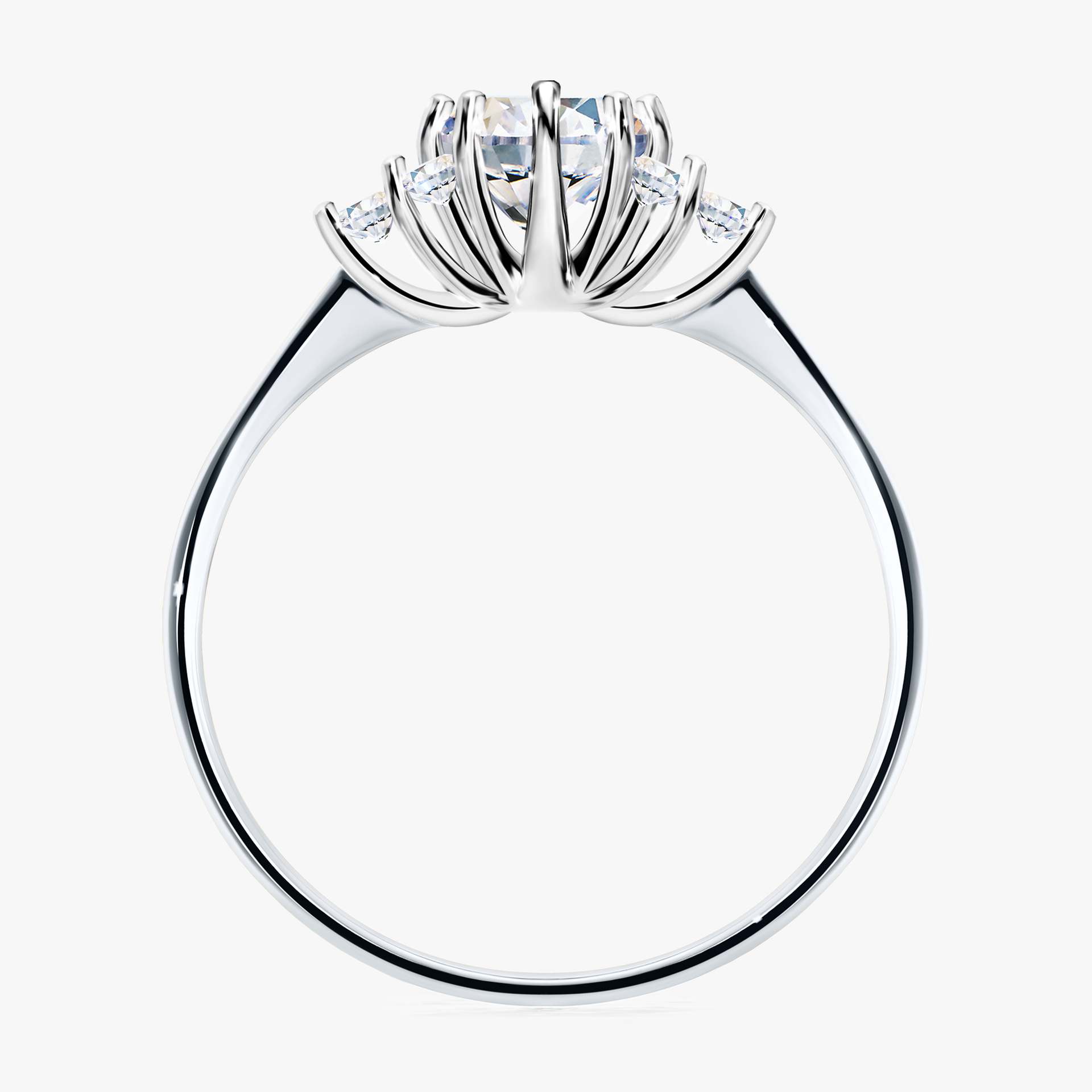 Pierścionek zaręczynowy My Lilly z białego złota z szafirem białym 0,68ct