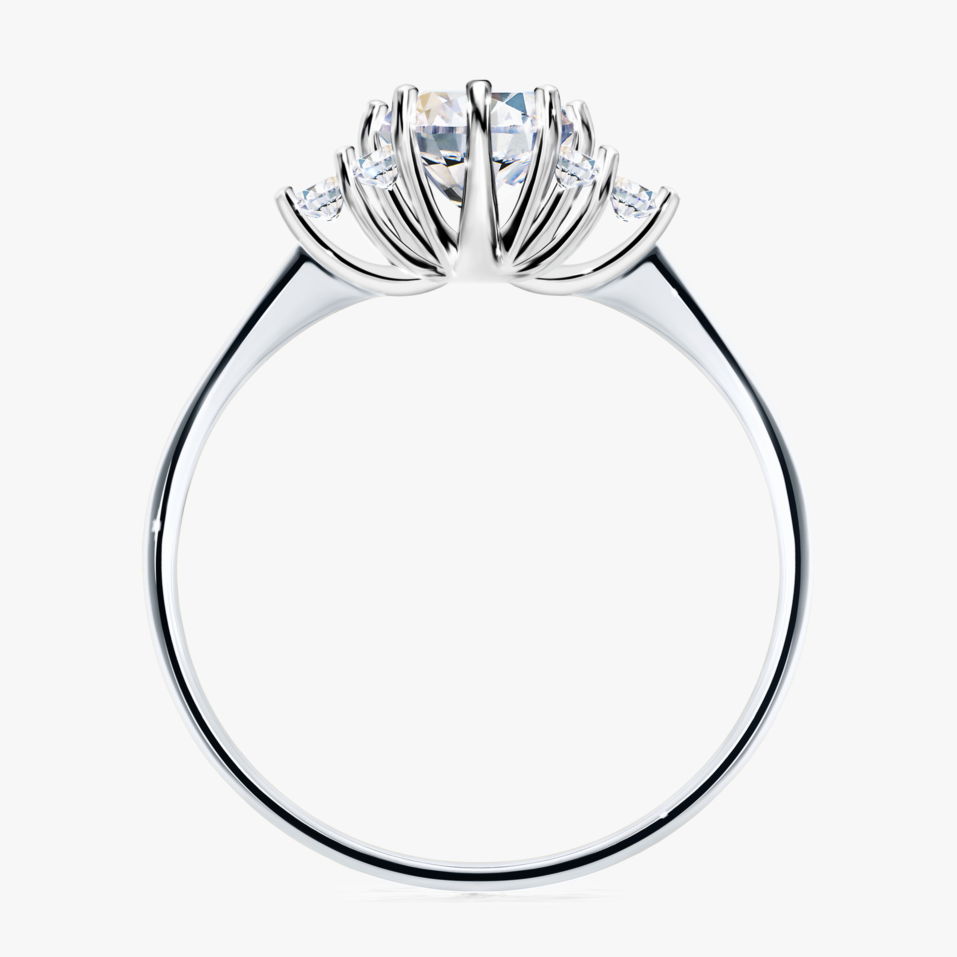 Pierścionek zaręczynowy My Lilly z białego złota z szafirem białym 0,98ct