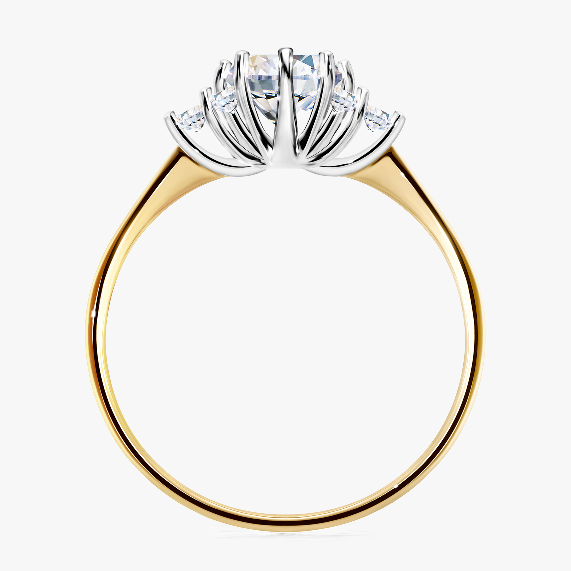 Pierścionek zaręczynowy My Lilly z żółtego złota z szafirem białym 0,98ct