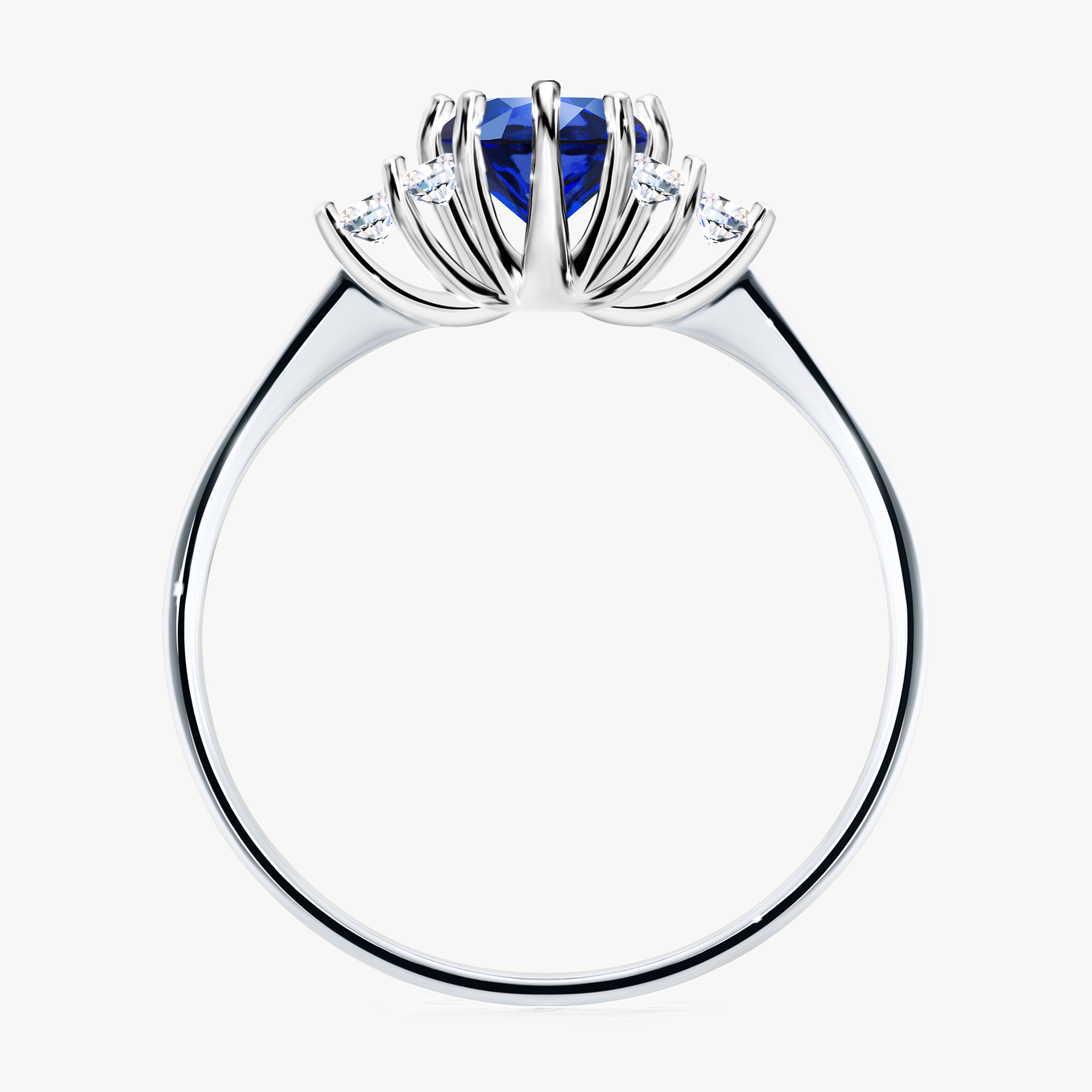 Pierścionek zaręczynowy My Lilly z białego złota z szafirem niebieskim 0,68ct