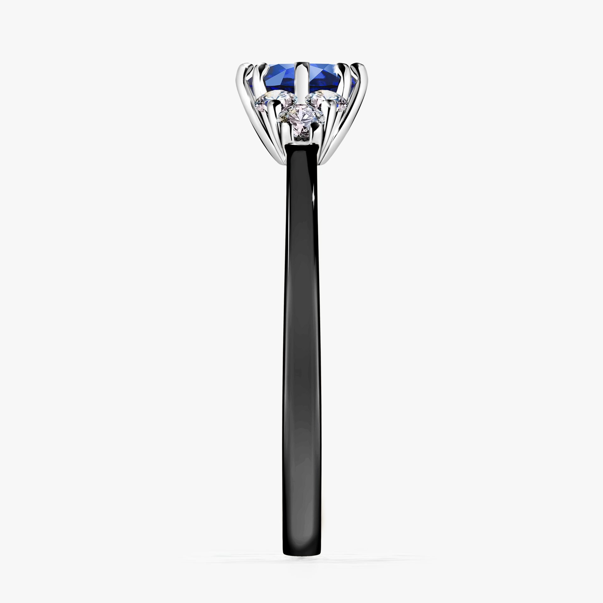 Pierścionek zaręczynowy My Lilly z czarnego złota z szafirem niebieskim 0,68ct