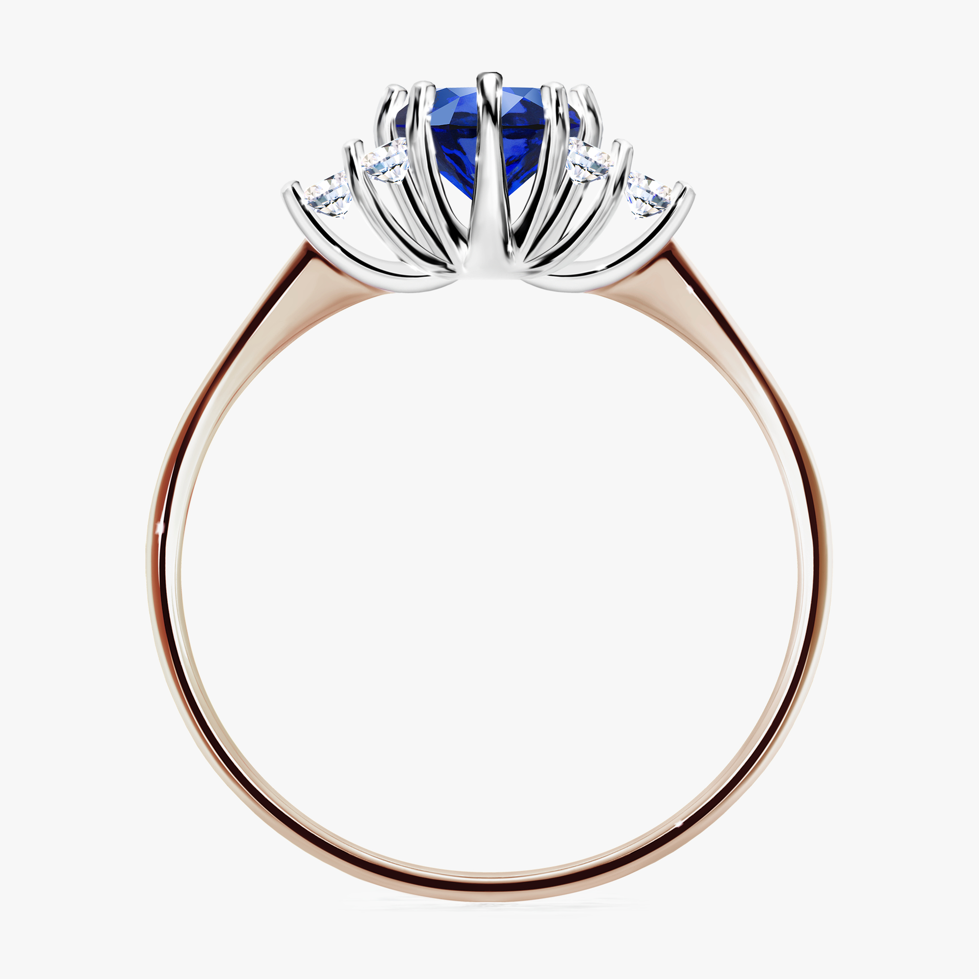 Pierścionek zaręczynowy My Lilly z różowego złota z szafirem niebieskim 0,68ct