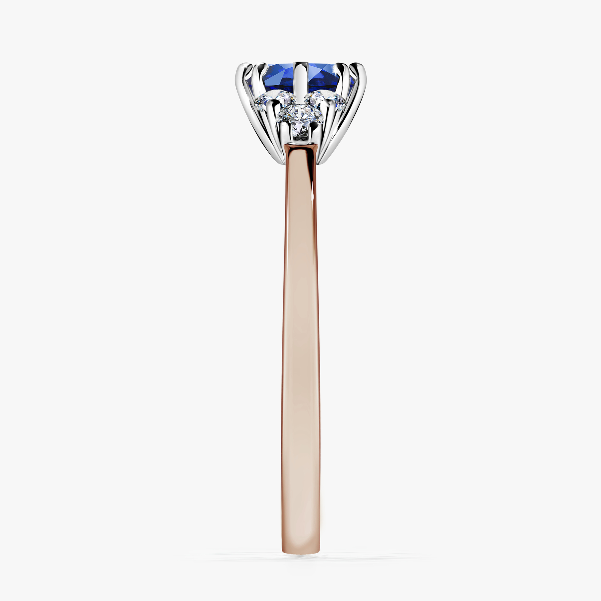 Pierścionek zaręczynowy My Lilly z różowego złota z szafirem niebieskim 0,68ct
