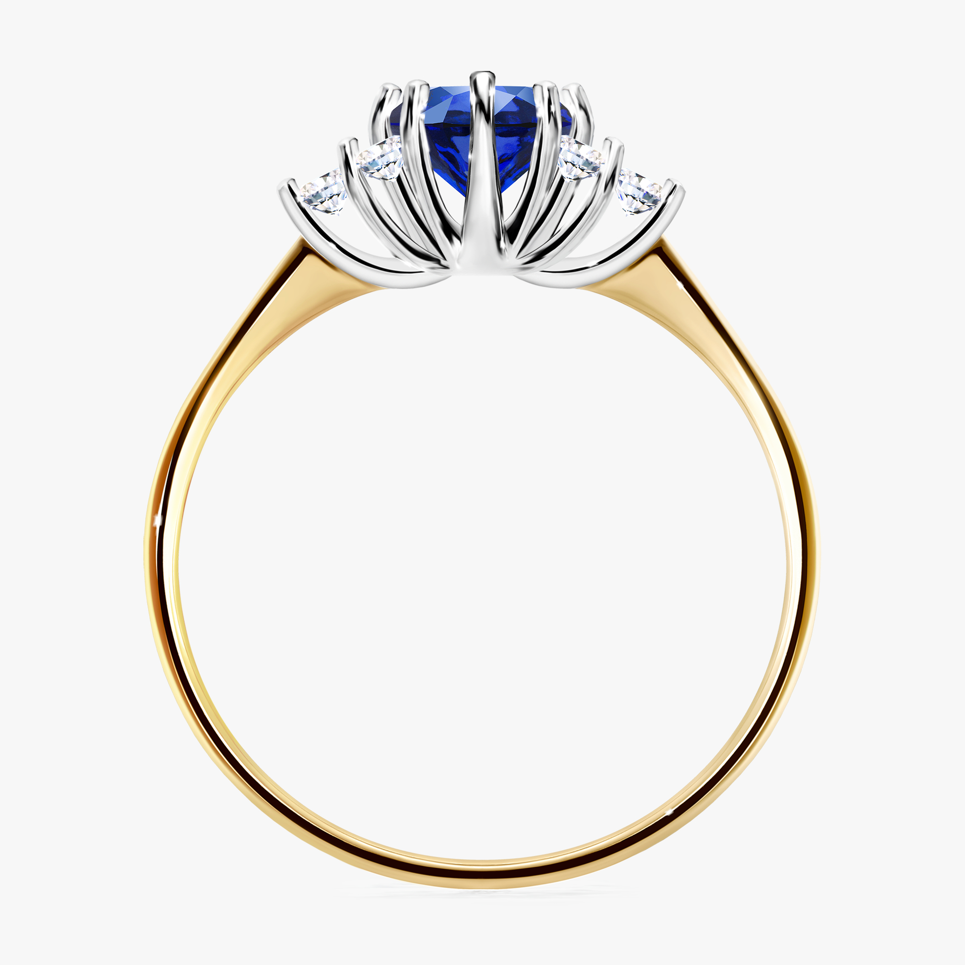 Pierścionek zaręczynowy My Lilly z żółtego złota z szafirem niebieskim 0,68ct