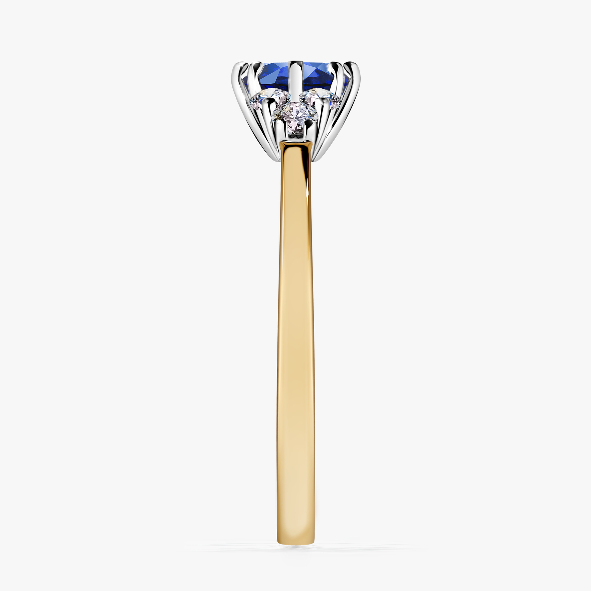 Pierścionek zaręczynowy My Lilly z żółtego złota z szafirem niebieskim 0,68ct
