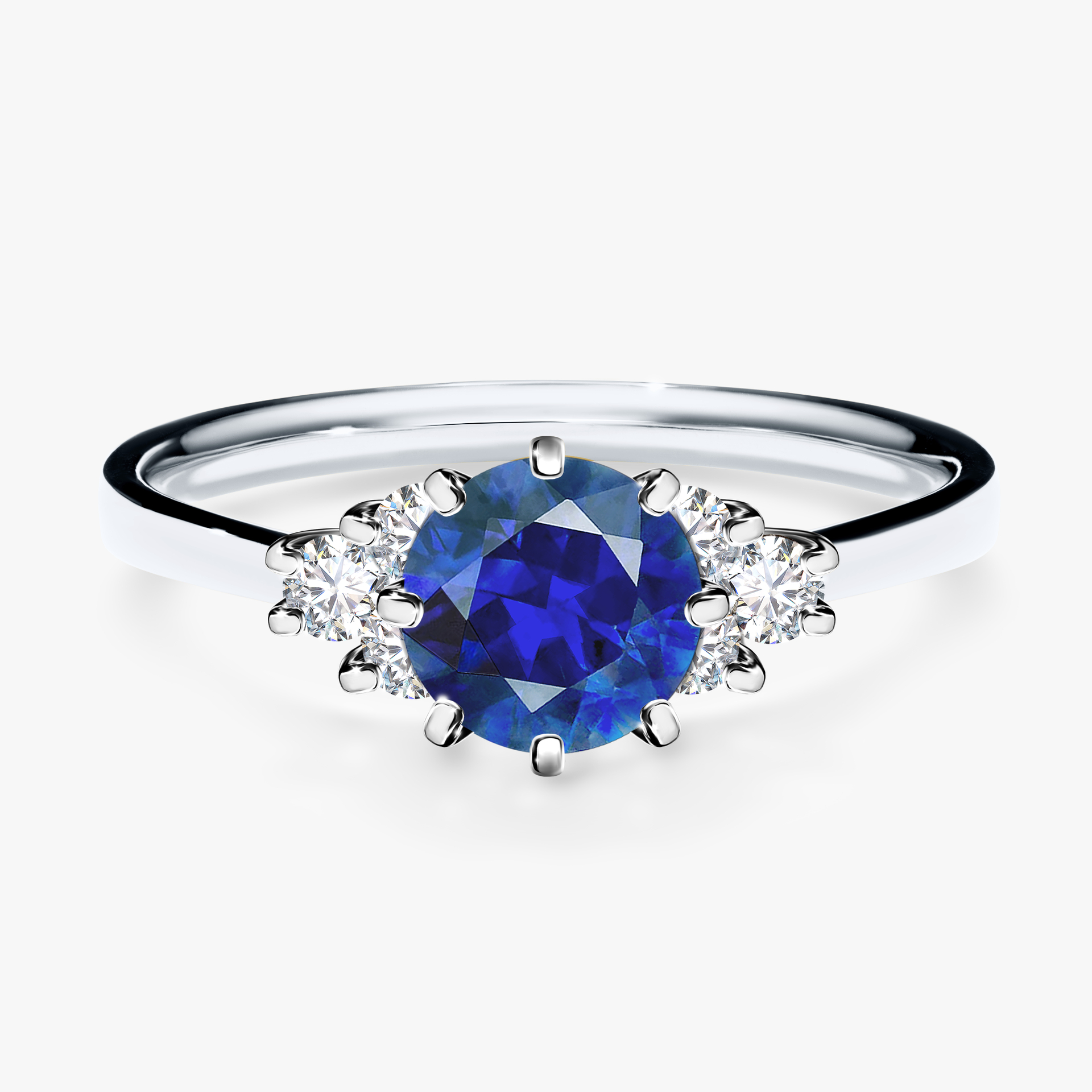 Pierścionek zaręczynowy My Lilly z białego złota z szafirem niebieskim 0,98ct