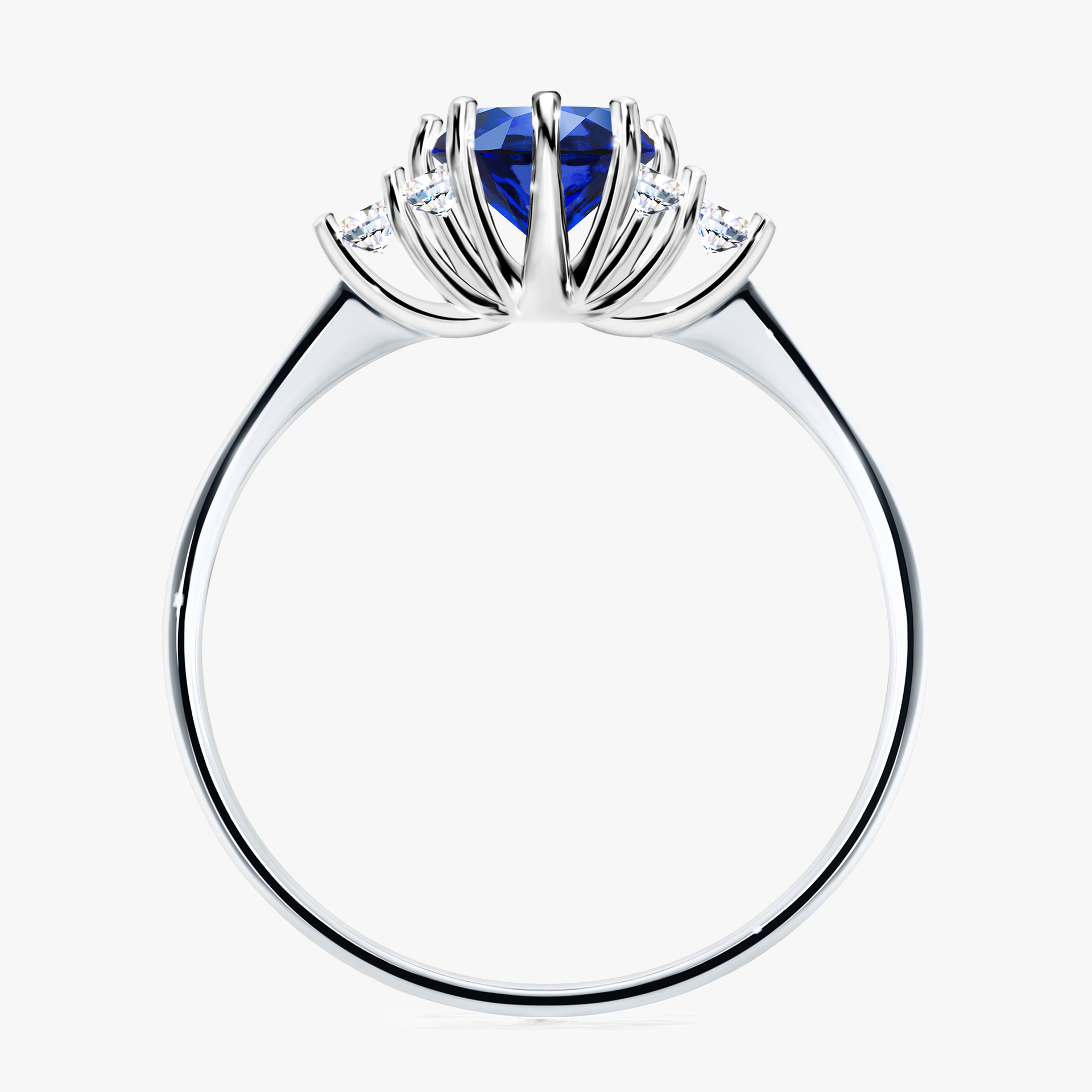 Pierścionek zaręczynowy My Lilly z białego złota z szafirem niebieskim 0,98ct