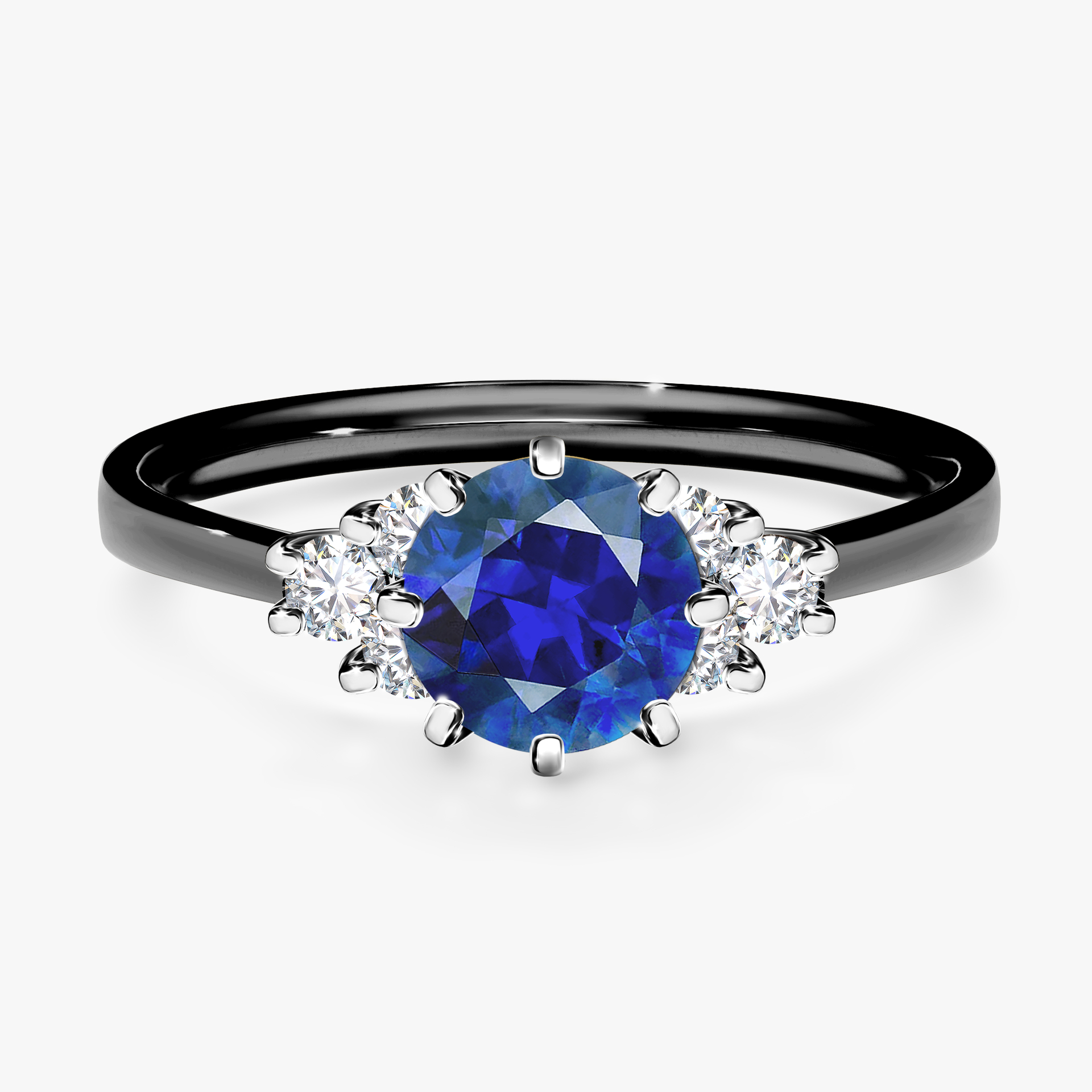 Pierścionek zaręczynowy My Lilly z czarnego złota z szafirem niebieskim 0,98ct