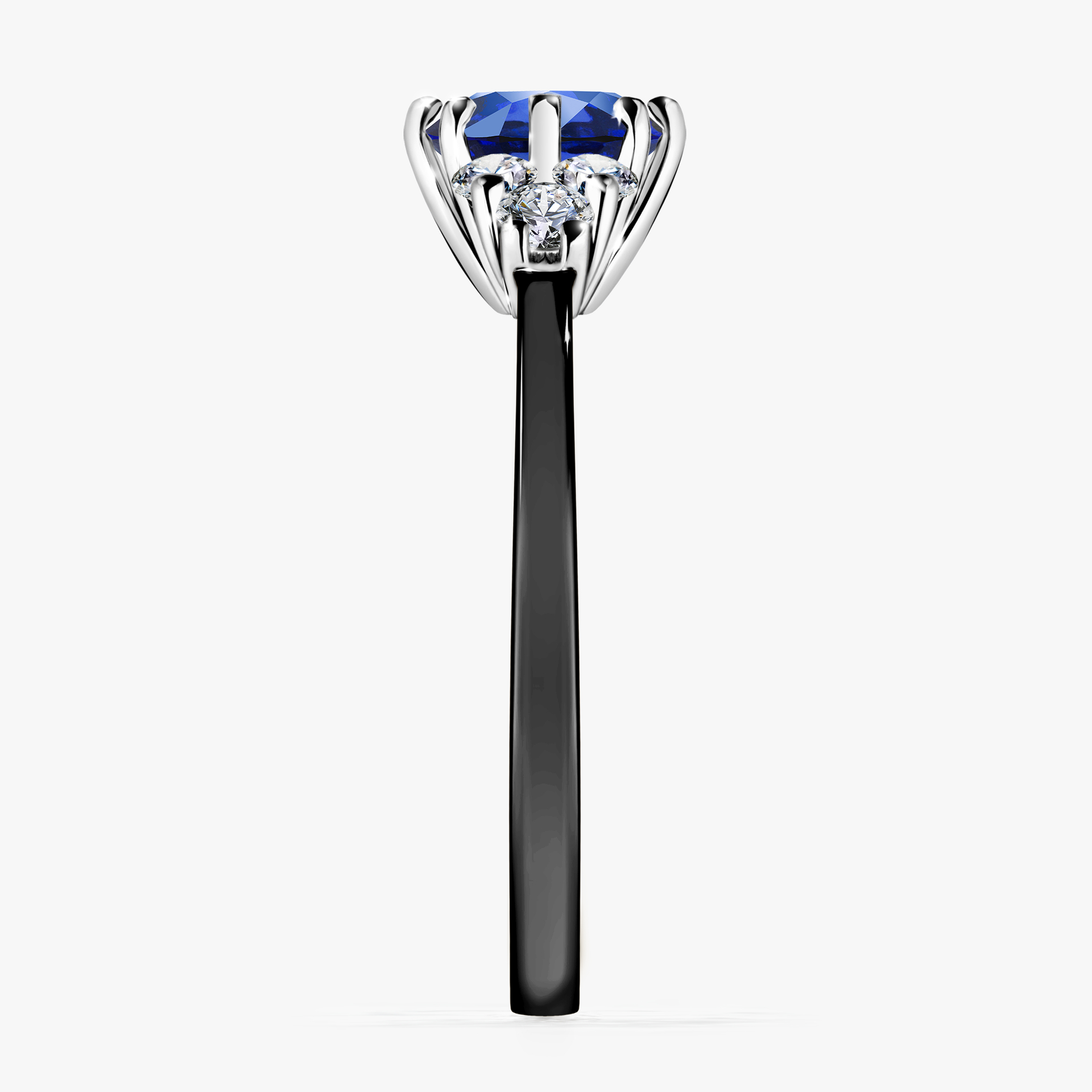Pierścionek zaręczynowy My Lilly z czarnego złota z szafirem niebieskim 0,98ct