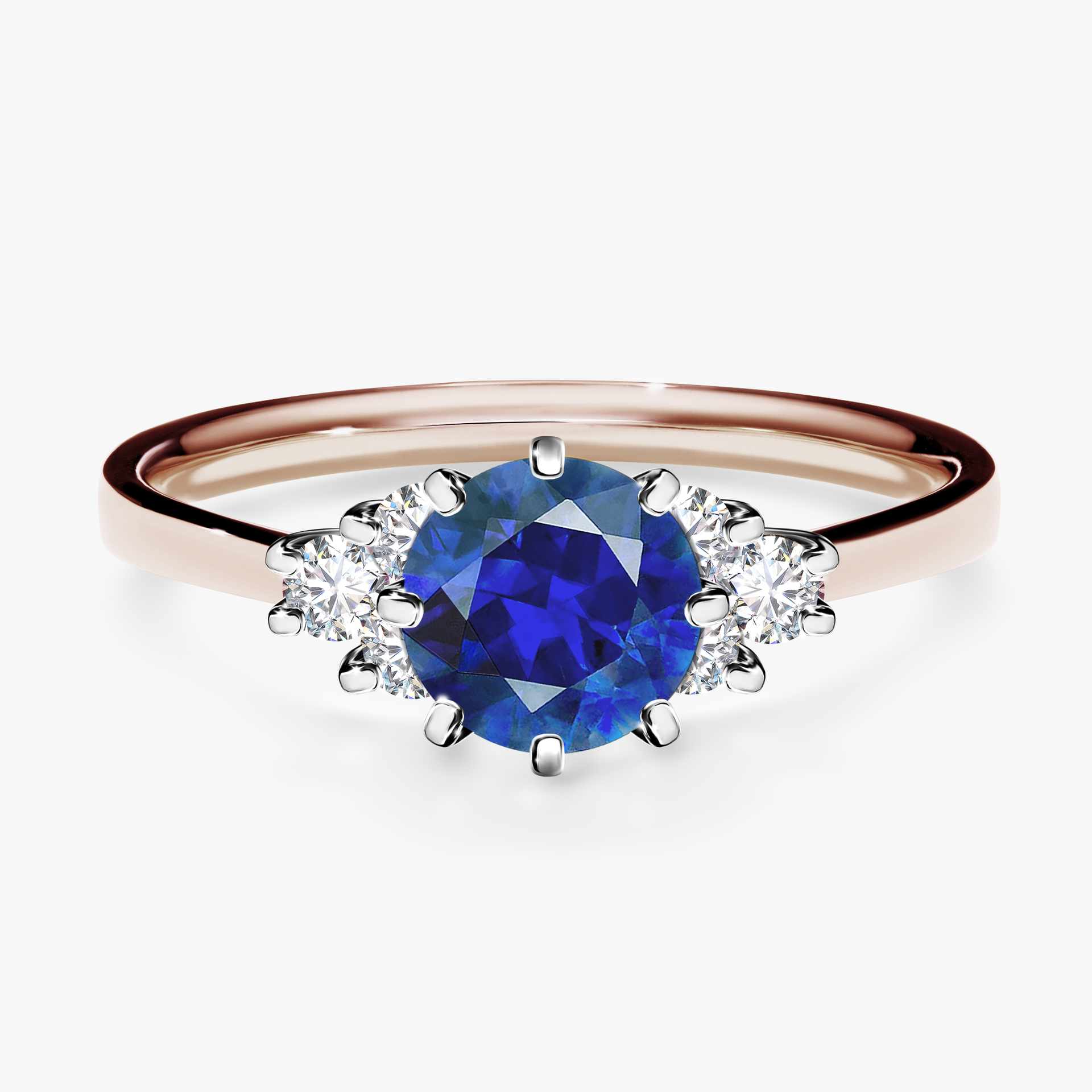 Pierścionek zaręczynowy My Lilly z różowego złota z szafirem niebieskim 0,98ct