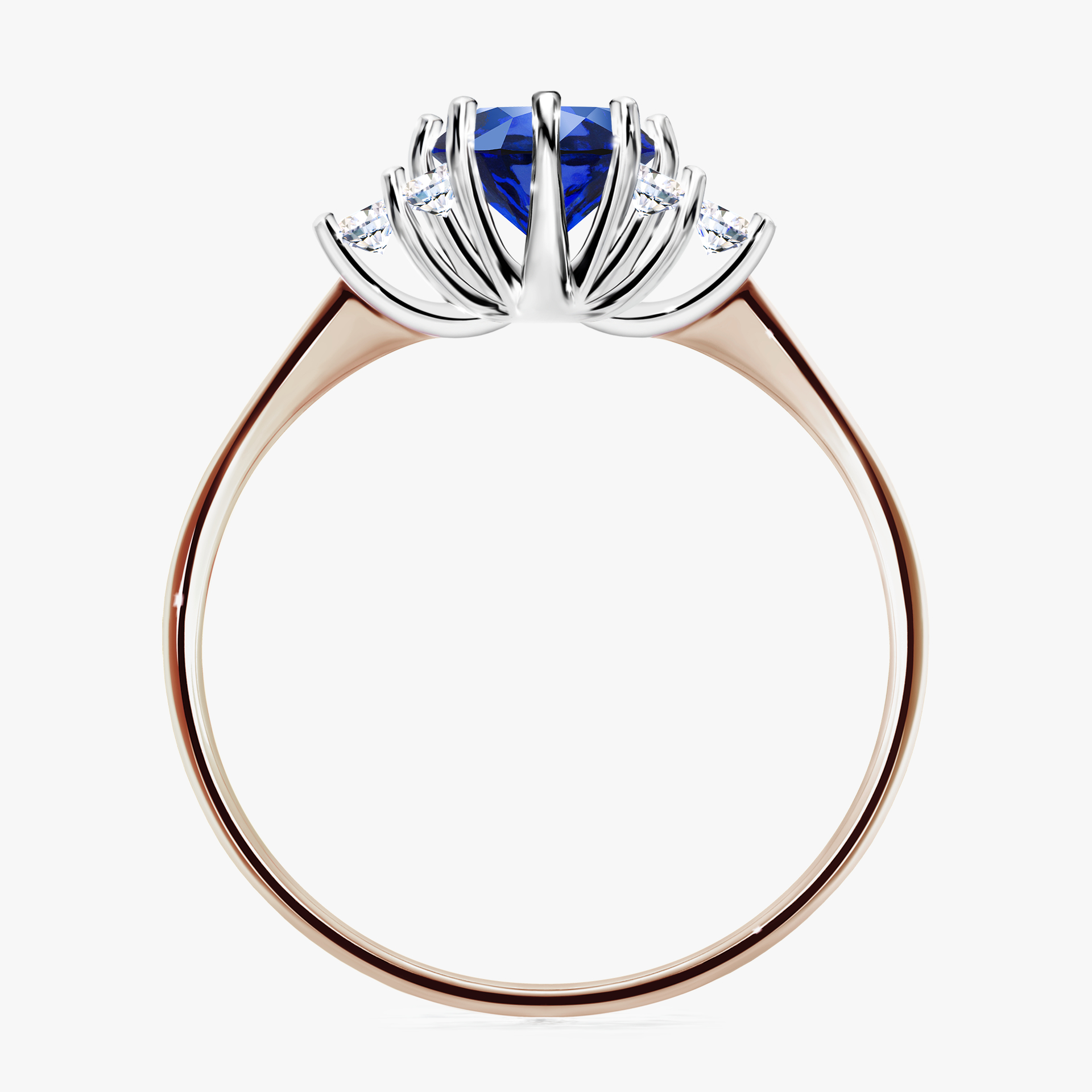 Pierścionek zaręczynowy My Lilly z różowego złota z szafirem niebieskim 0,98ct