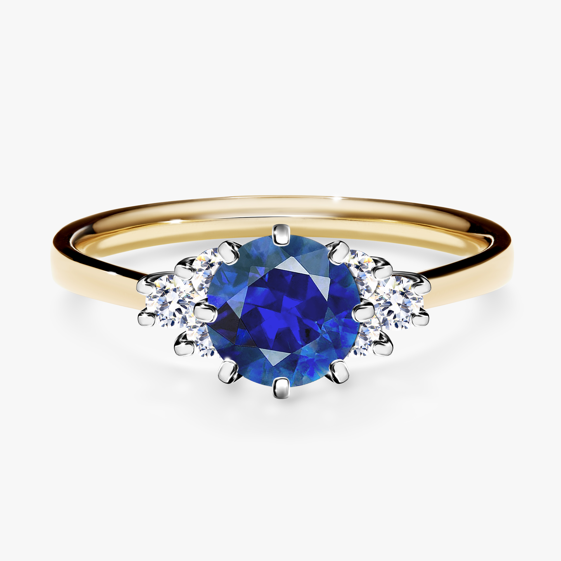 Pierścionek zaręczynowy My Lilly z żółtego złota z szafirem niebieskim 0,98ct