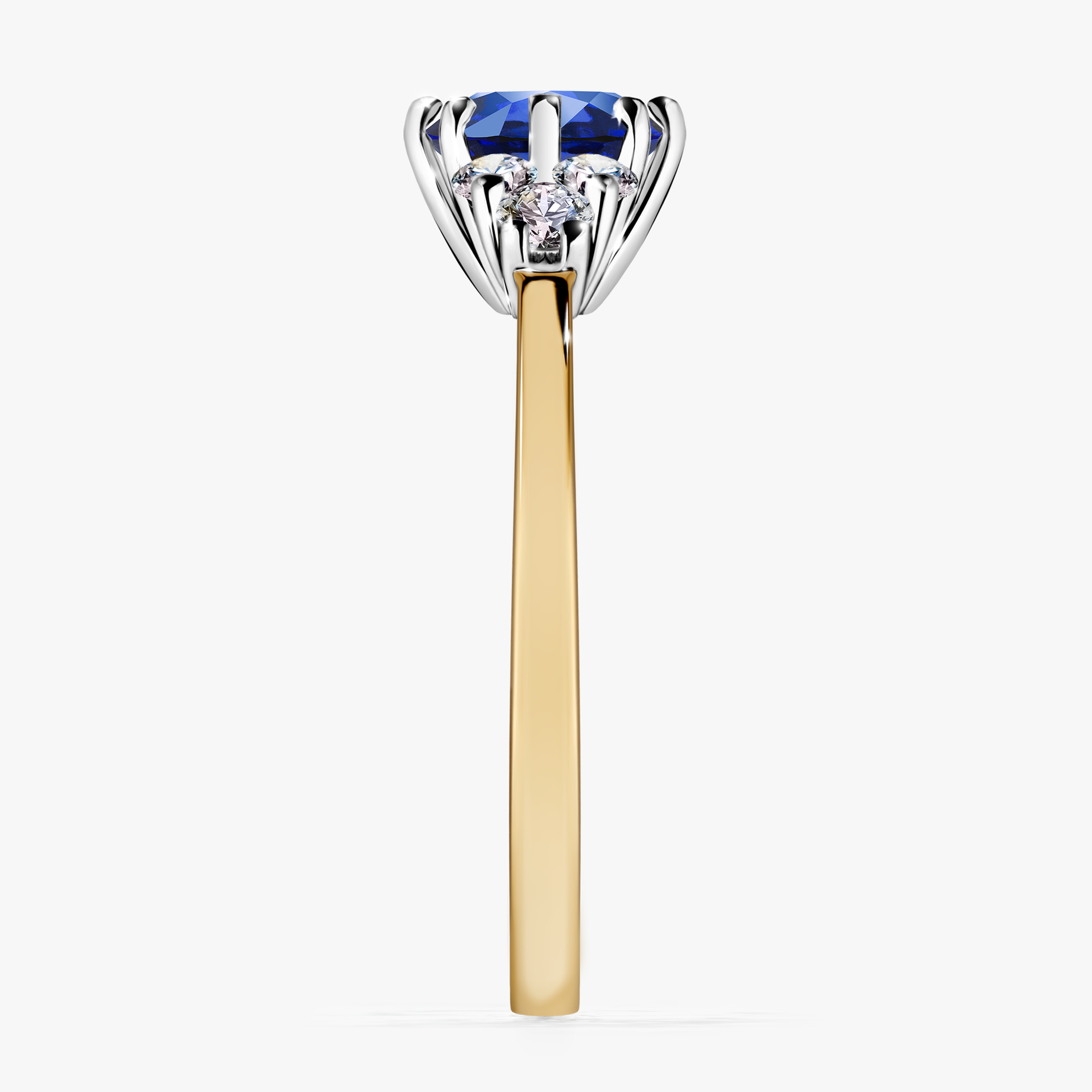 Pierścionek zaręczynowy My Lilly z żółtego złota z szafirem niebieskim 0,98ct