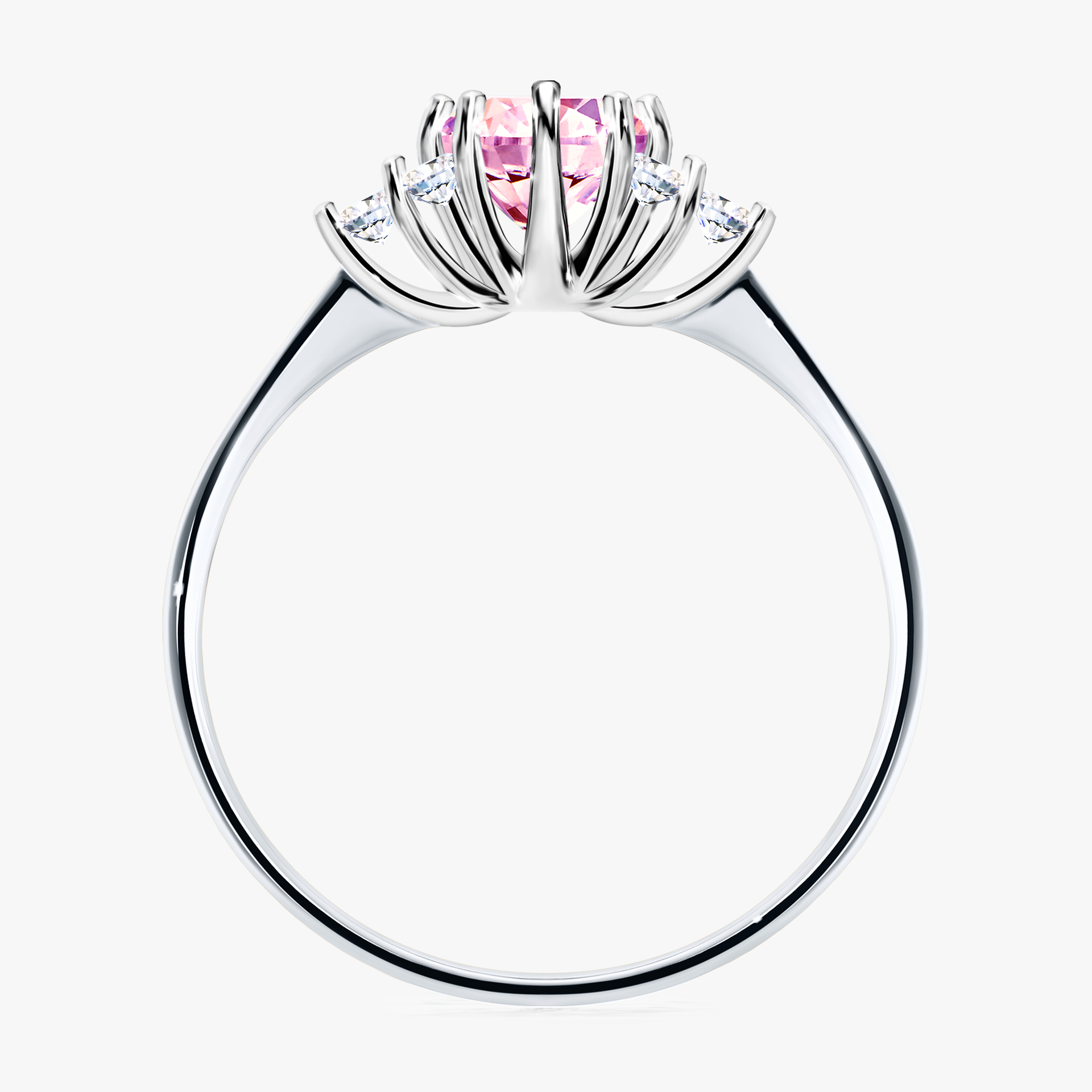 Pierścionek zaręczynowy My Lilly z białego złota z szafirem różowym 0,68ct