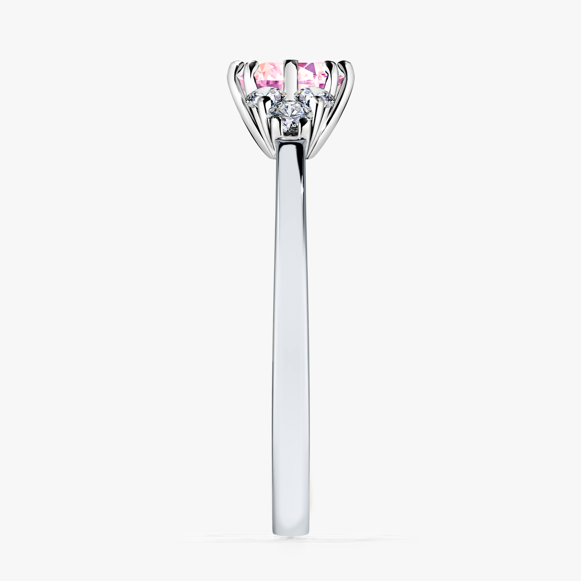 Pierścionek zaręczynowy My Lilly z białego złota z szafirem różowym 0,68ct