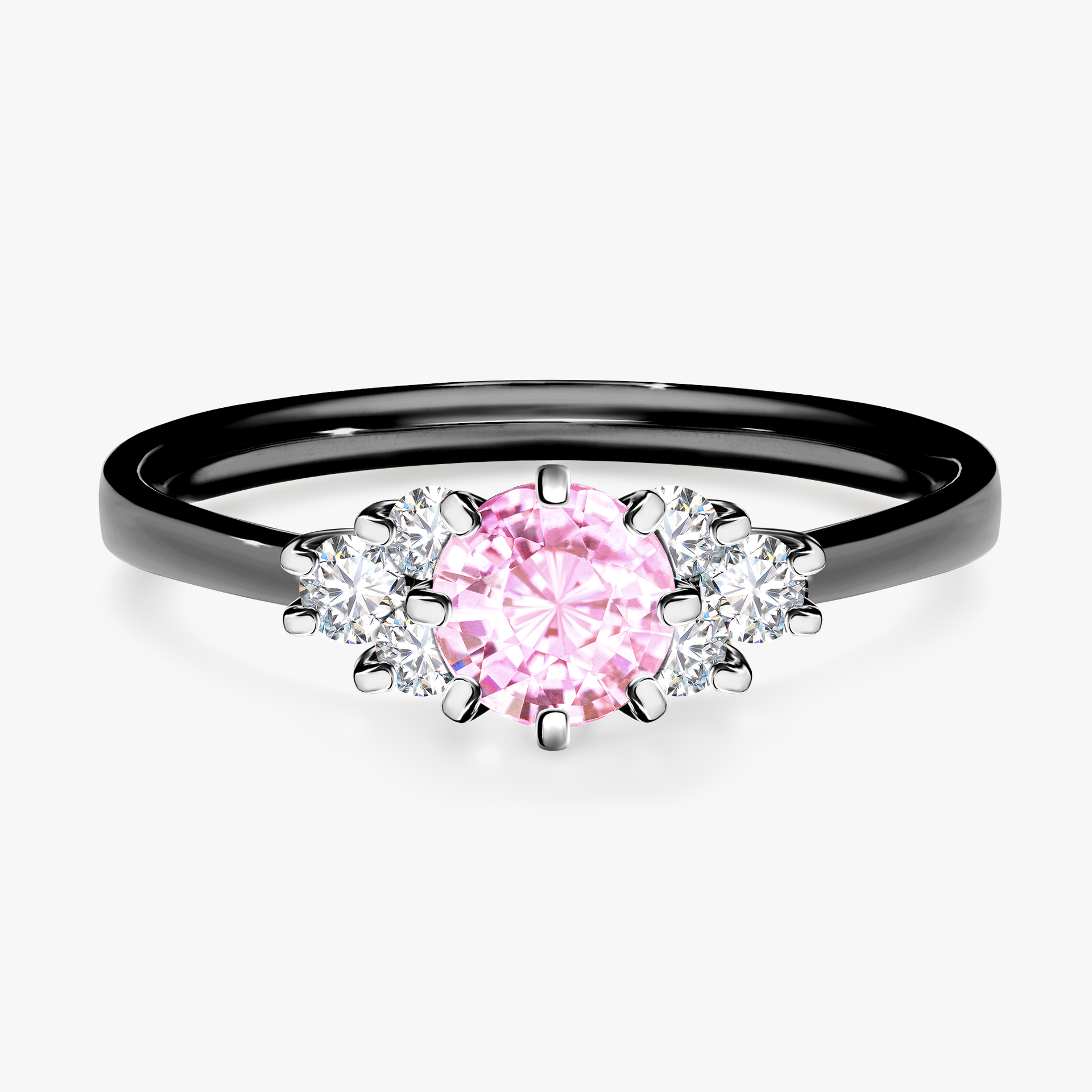 Pierścionek zaręczynowy My Lilly z czarnego złota z szafirem różowym 0,68ct