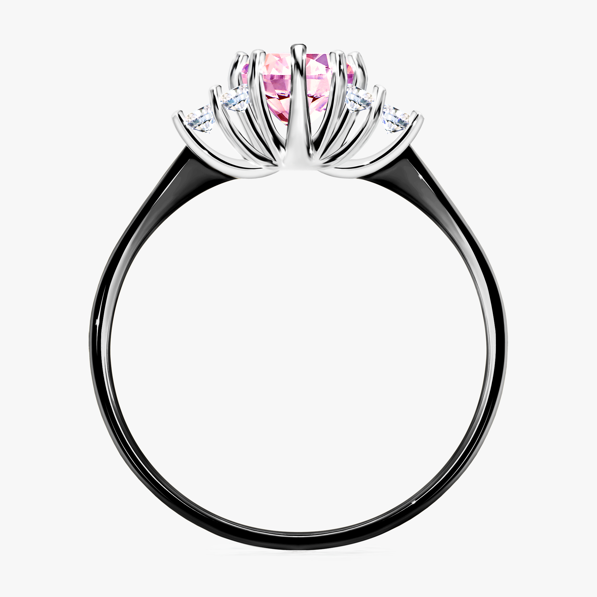 Pierścionek zaręczynowy My Lilly z czarnego złota z szafirem różowym 0,68ct
