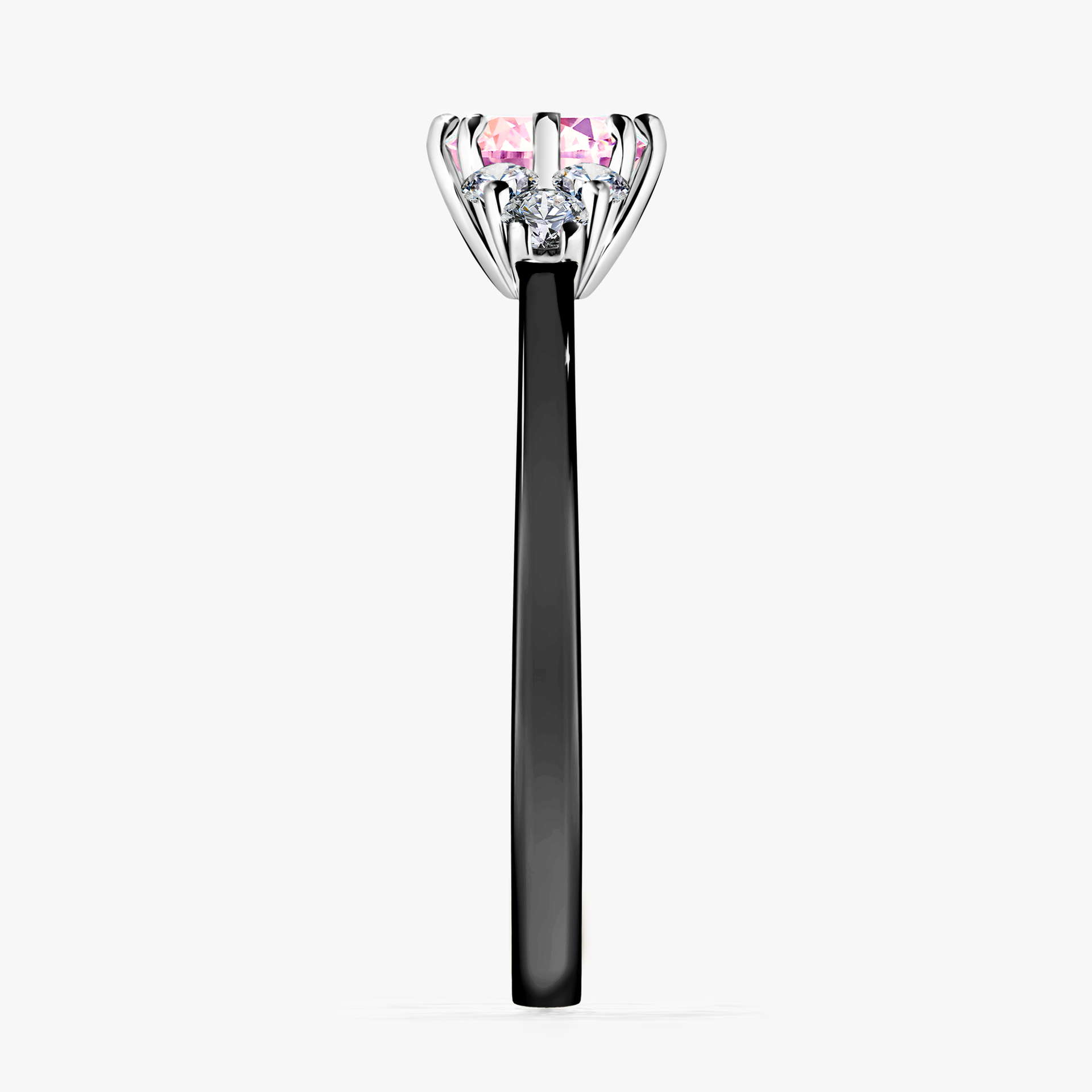 Pierścionek zaręczynowy My Lilly z czarnego złota z szafirem różowym 0,68ct
