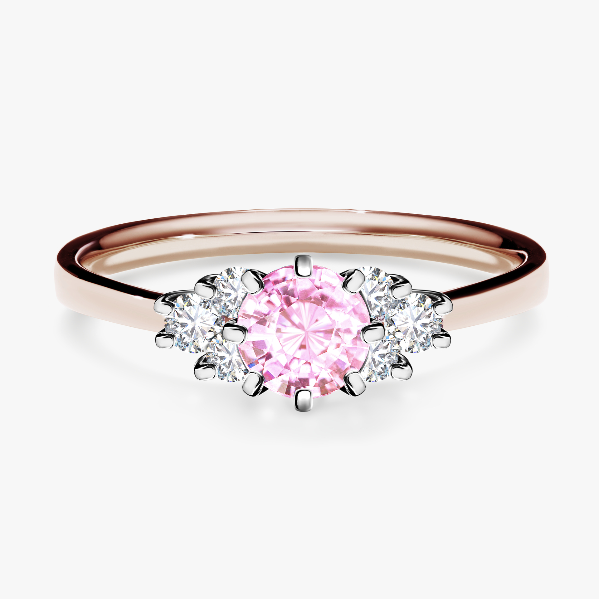 Pierścionek zaręczynowy My Lilly z różowego złota z szafirem różowym 0,68ct