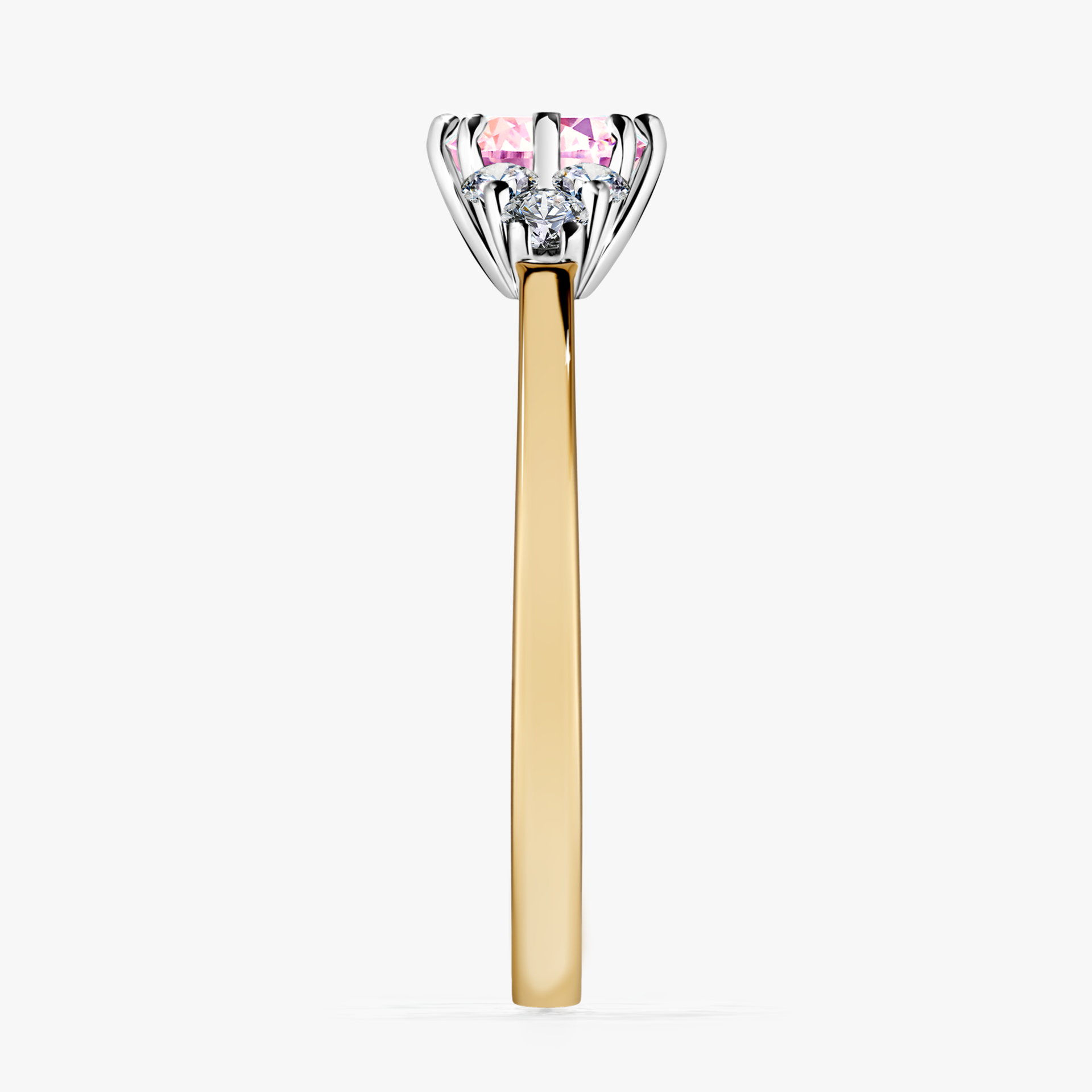 Pierścionek zaręczynowy My Lilly z żółtego złota z szafirem różowym 0,68ct