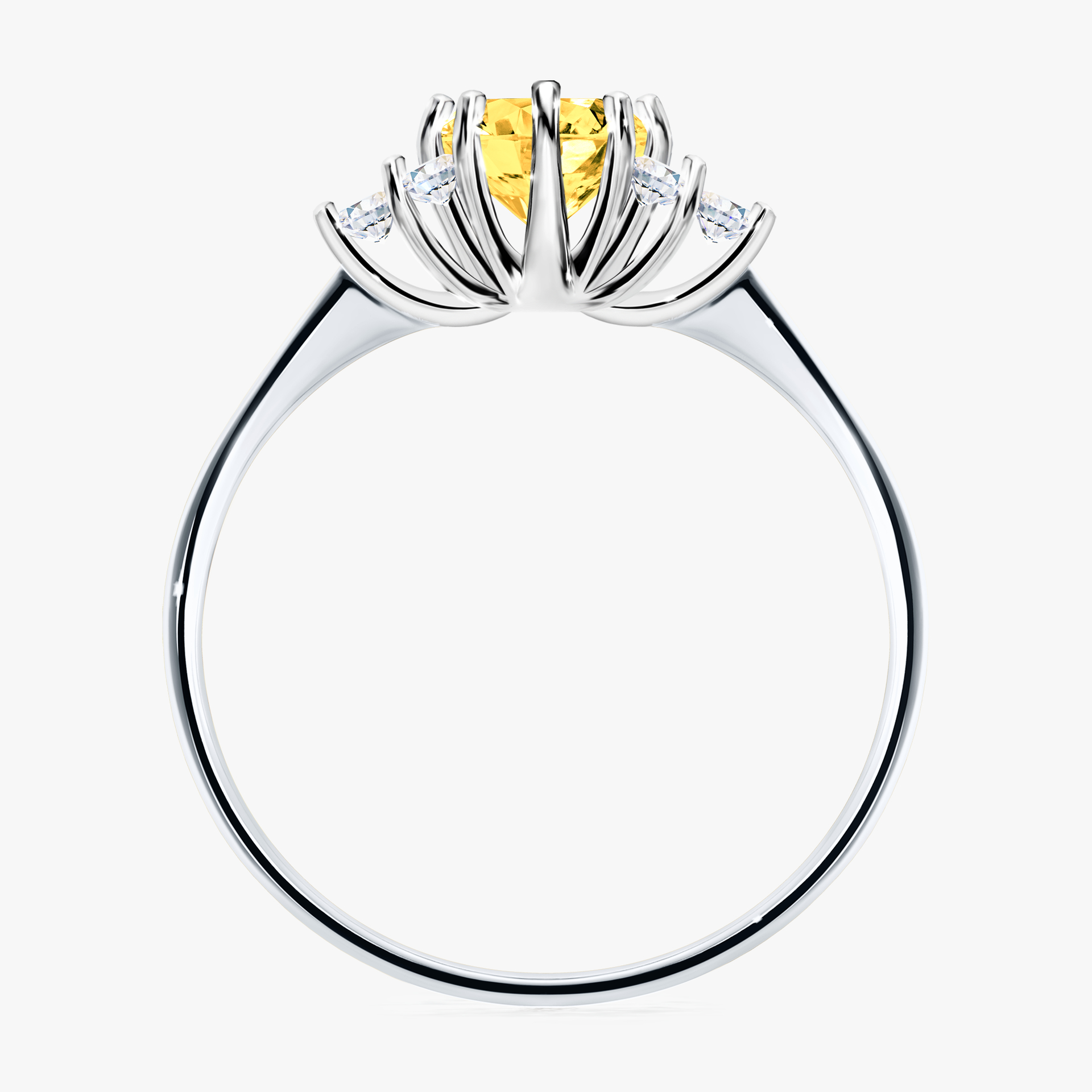 Pierścionek zaręczynowy My Lilly z białego złota z szafirem żółtym 0,68ct