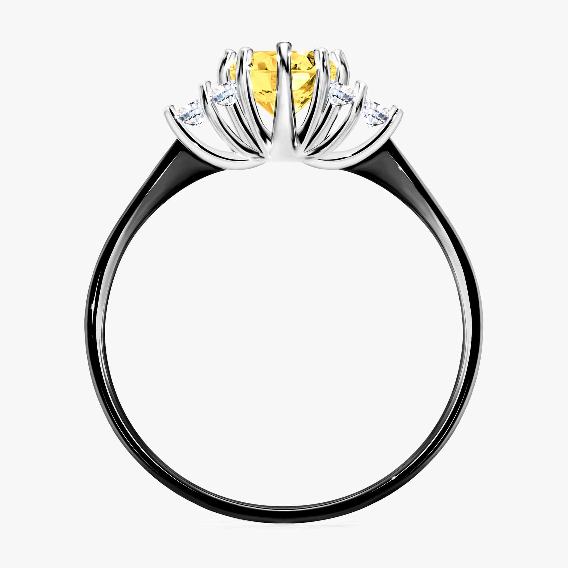 Pierścionek zaręczynowy My Lilly z czarnego złota z szafirem żółtym 0,68ct