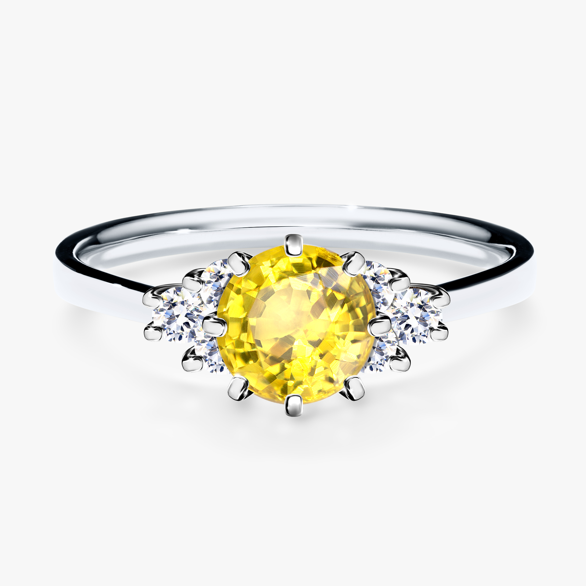 Pierścionek zaręczynowy My Lilly z białego złota z szafirem żółtym 0,98ct