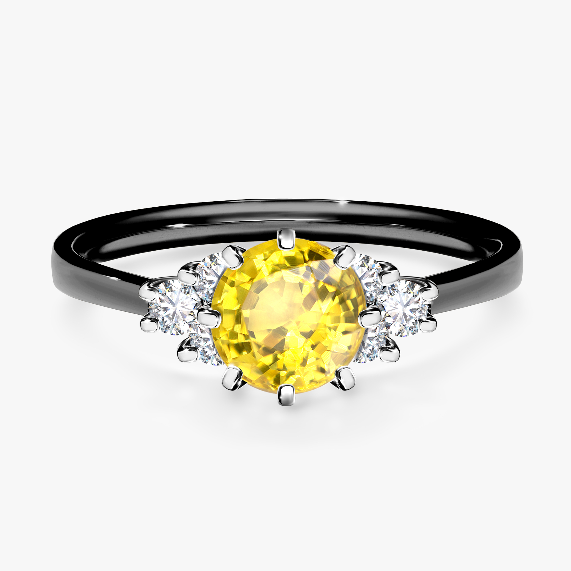 Pierścionek zaręczynowy My Lilly z czarnego złota z szafirem żółtym 0,98ct