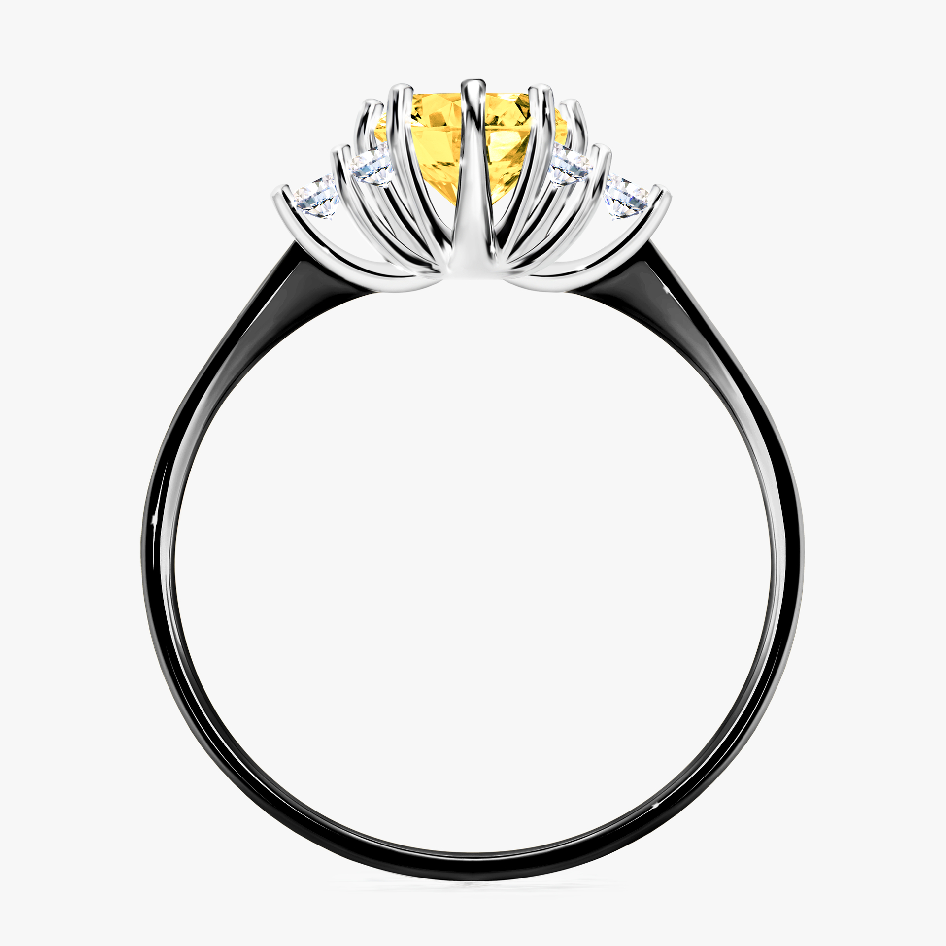 Pierścionek zaręczynowy My Lilly z czarnego złota z szafirem żółtym 0,98ct