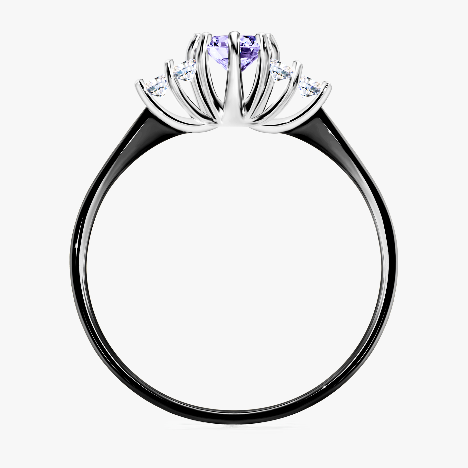 Pierścionek zaręczynowy My Lilly z czarnego złota z tanzanitem 0,43ct