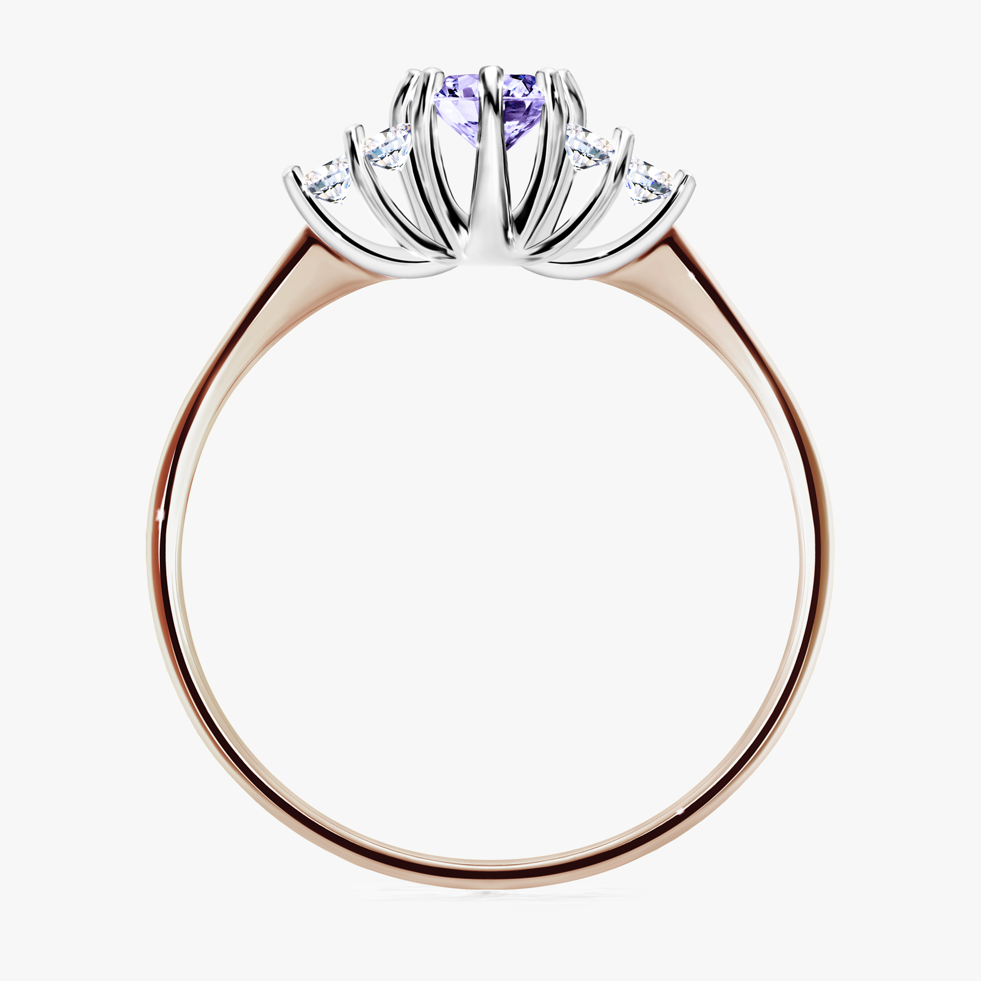 Pierścionek zaręczynowy My Lilly z różowego złota z tanzanitem 0,43ct
