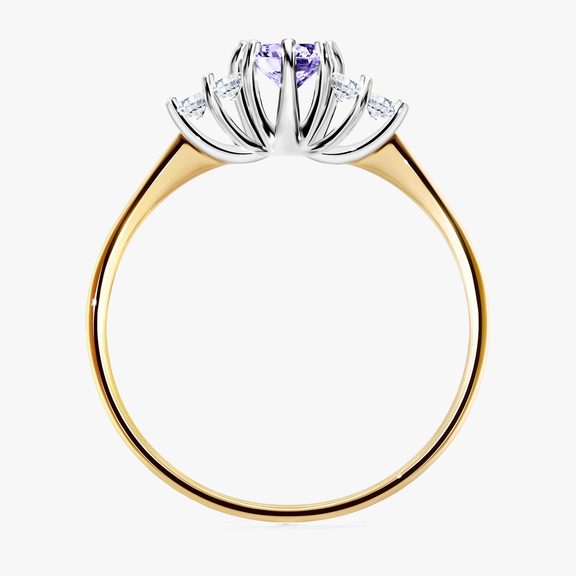 Pierścionek zaręczynowy My Lilly z żółtego złota z tanzanitem 0,43ct