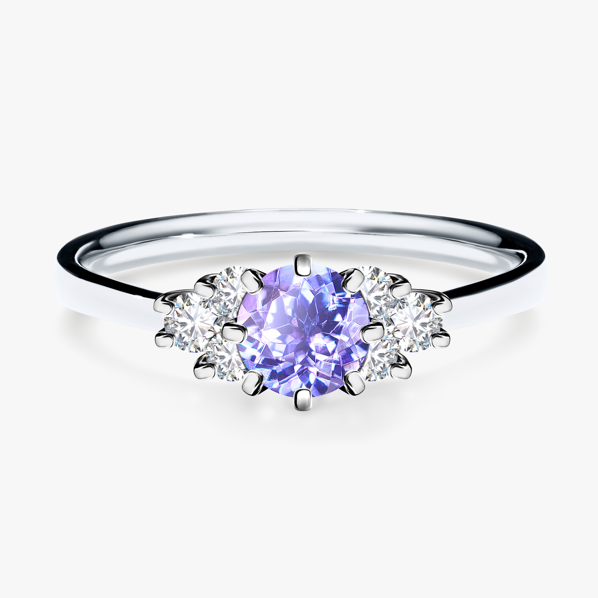 Pierścionek zaręczynowy My Lilly z białego złota z tanzanitem 0,68ct