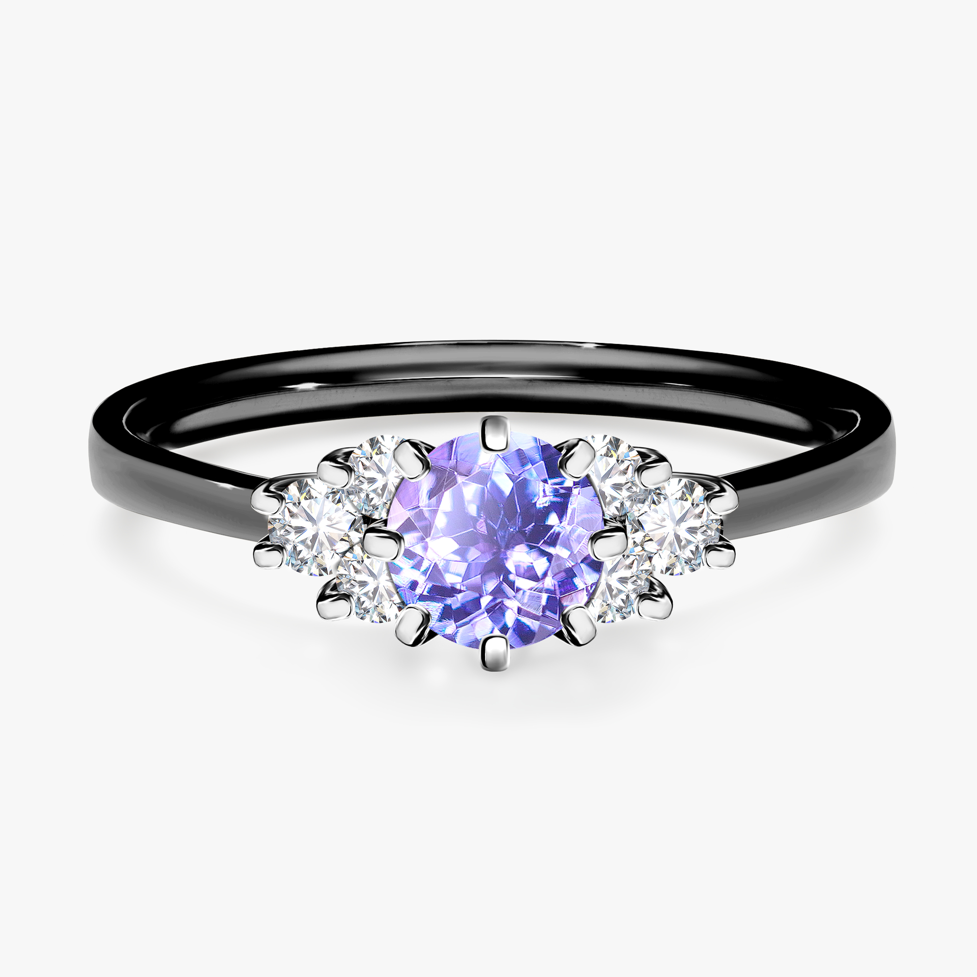 Pierścionek zaręczynowy My Lilly z czarnego złota z tanzanitem 0,68ct