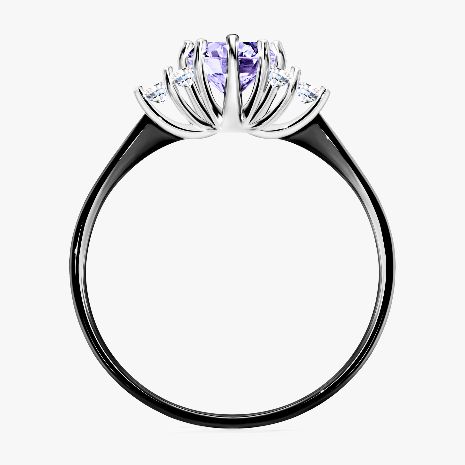 Pierścionek zaręczynowy My Lilly z czarnego złota z tanzanitem 0,68ct
