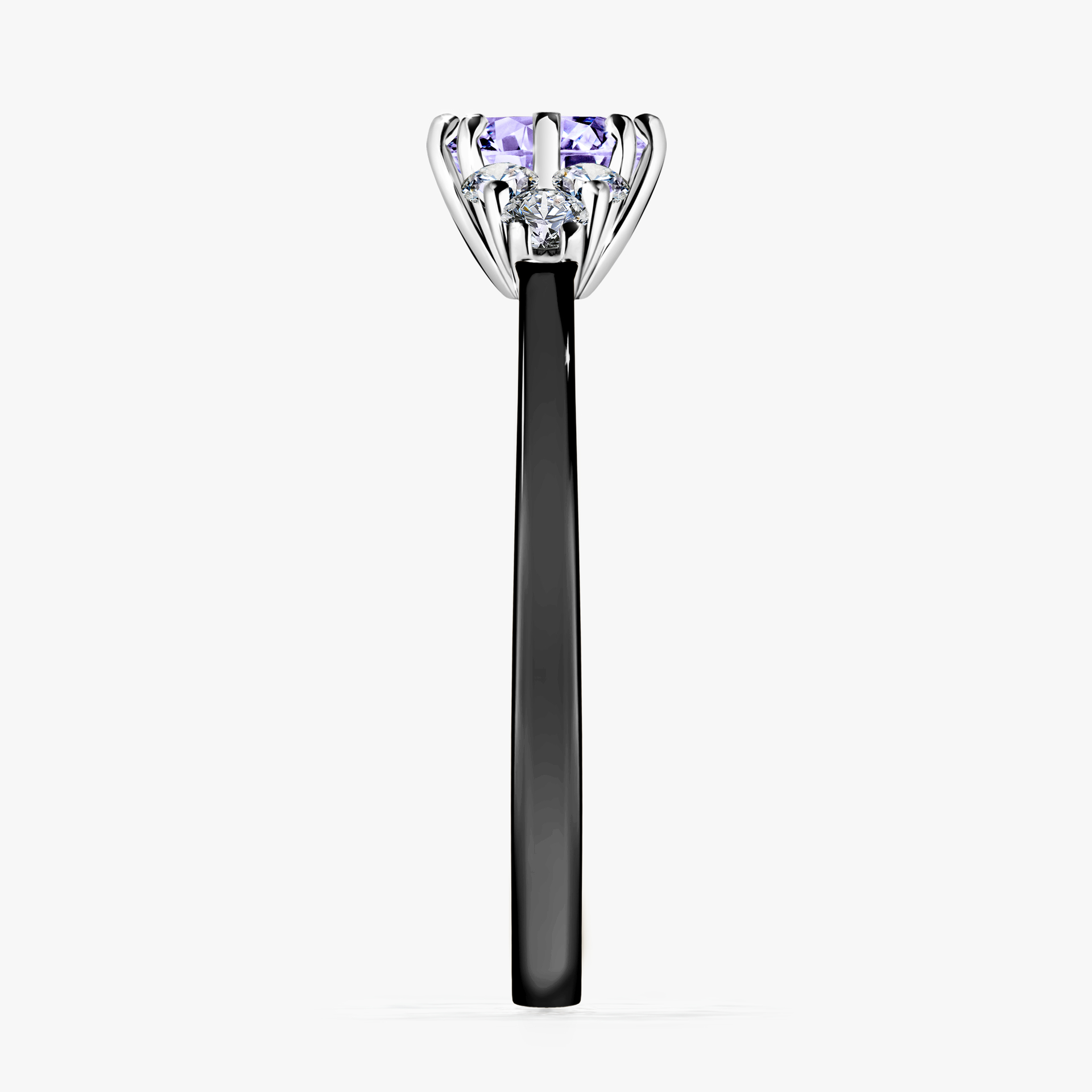 Pierścionek zaręczynowy My Lilly z czarnego złota z tanzanitem 0,68ct