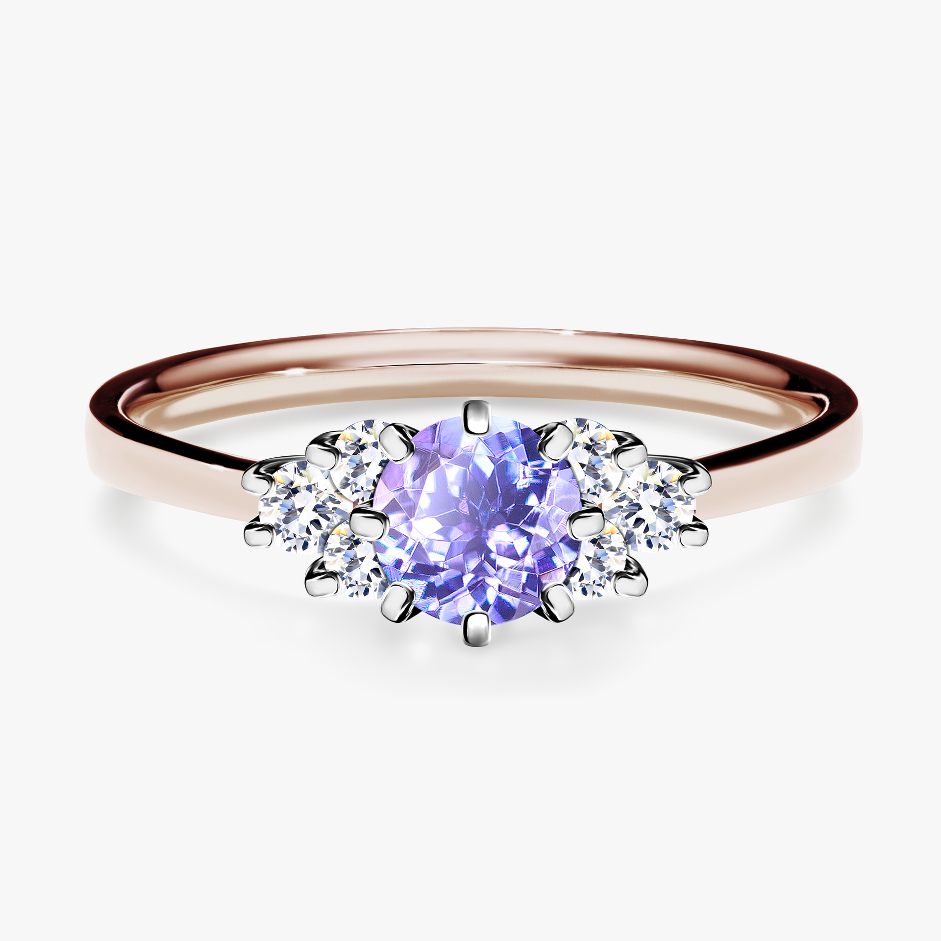 Pierścionek zaręczynowy My Lilly z różowego złota z tanzanitem 0,68ct