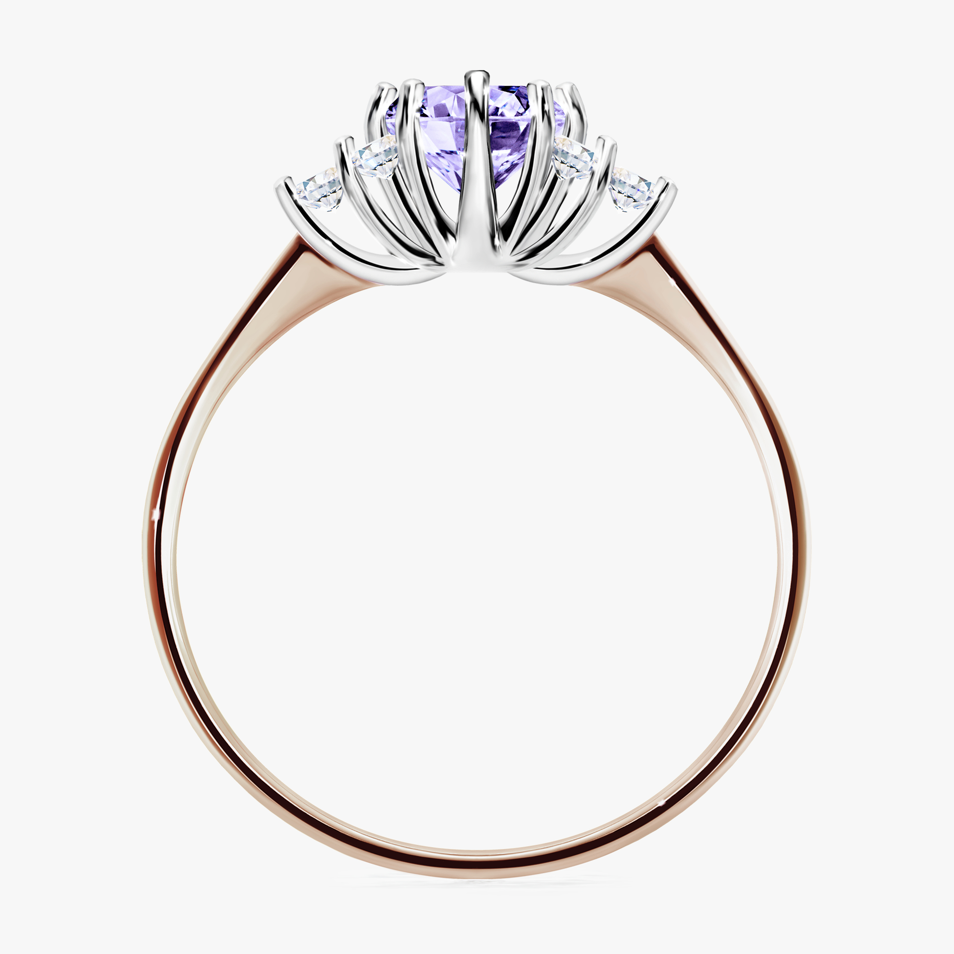 Pierścionek zaręczynowy My Lilly z różowego złota z tanzanitem 0,68ct