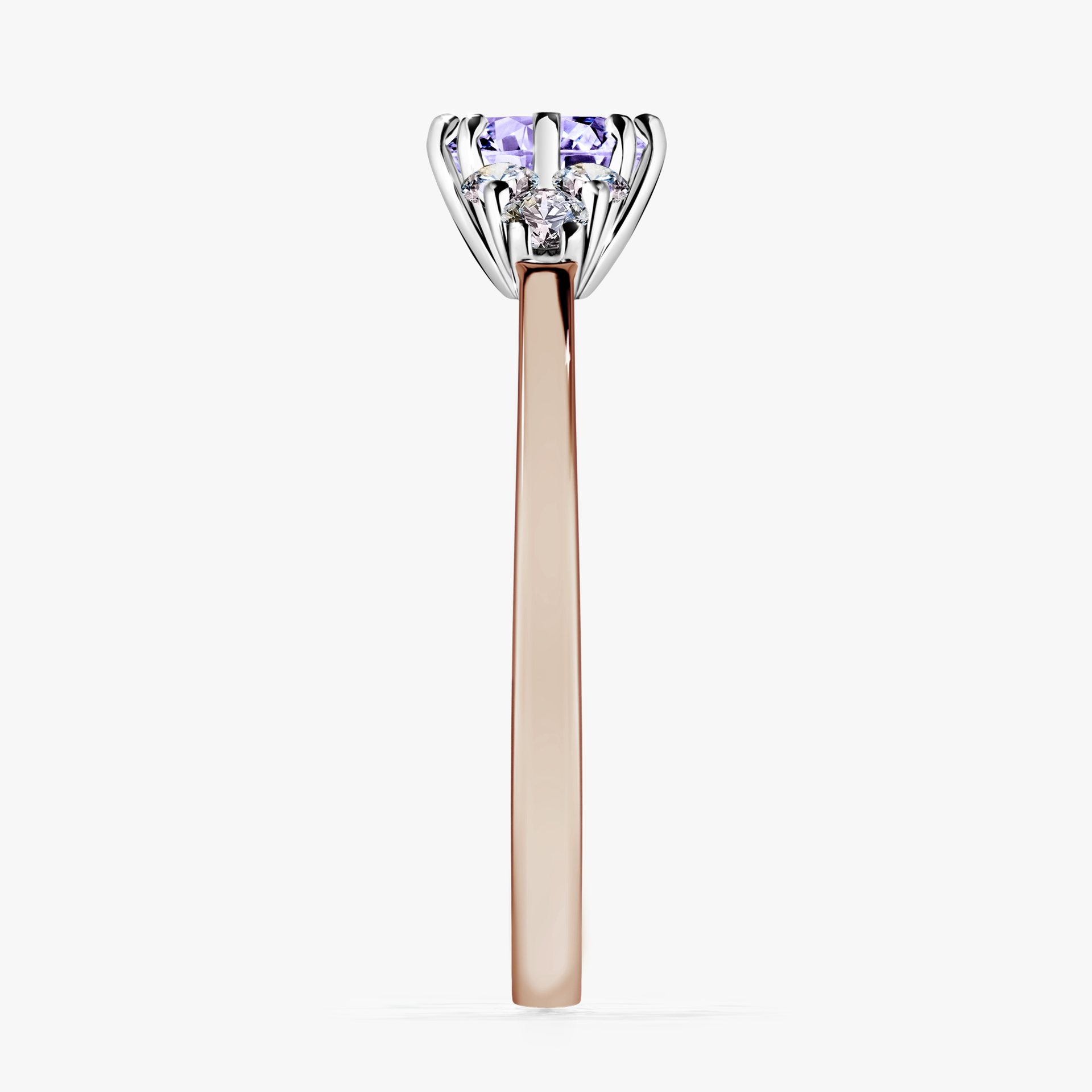 Pierścionek zaręczynowy My Lilly z różowego złota z tanzanitem 0,68ct
