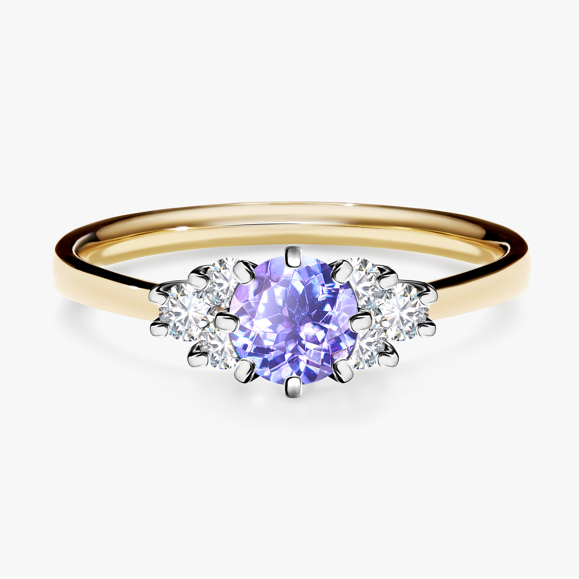 Pierścionek zaręczynowy My Lilly z żółtego złota z tanzanitem 0,68ct