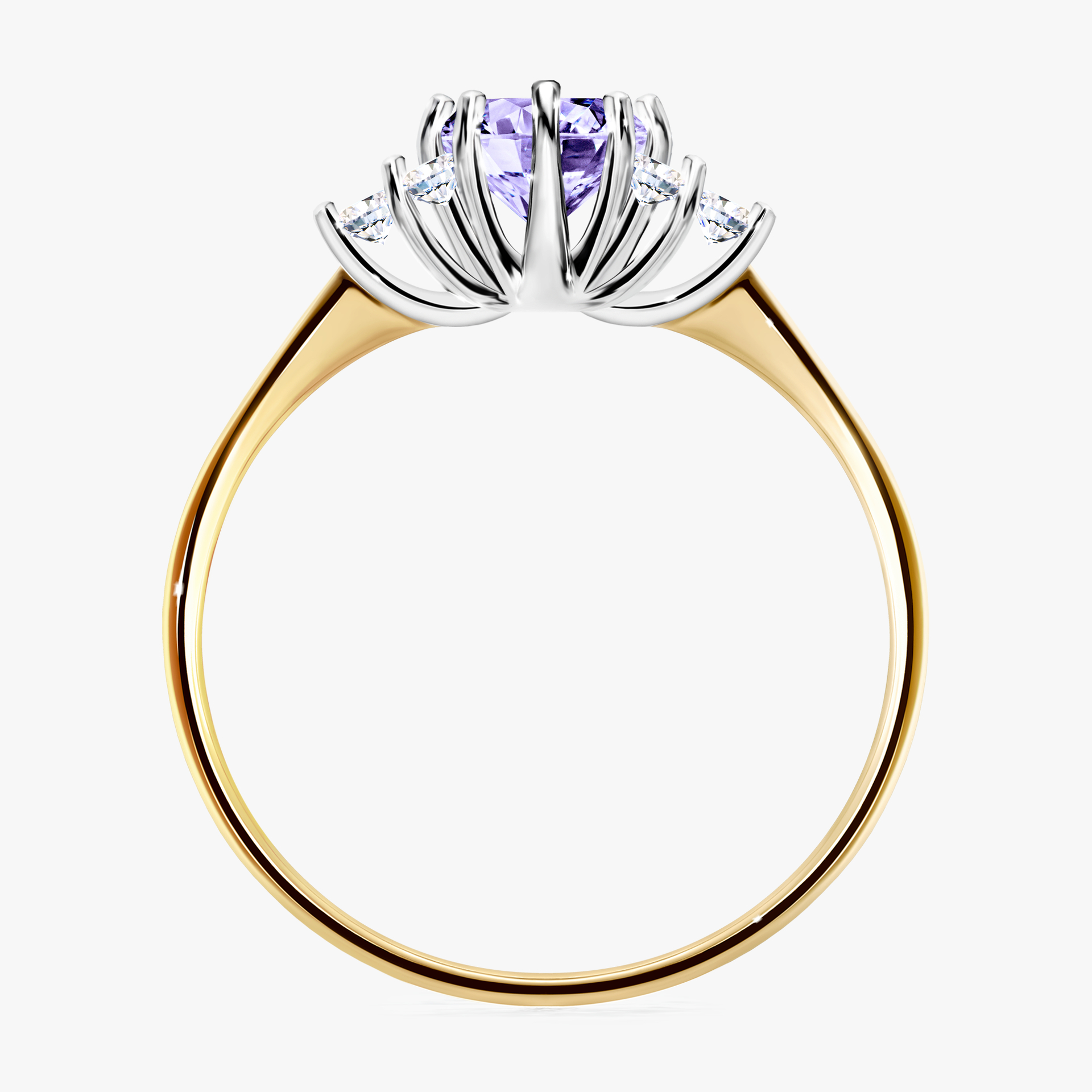 Pierścionek zaręczynowy My Lilly z żółtego złota z tanzanitem 0,68ct