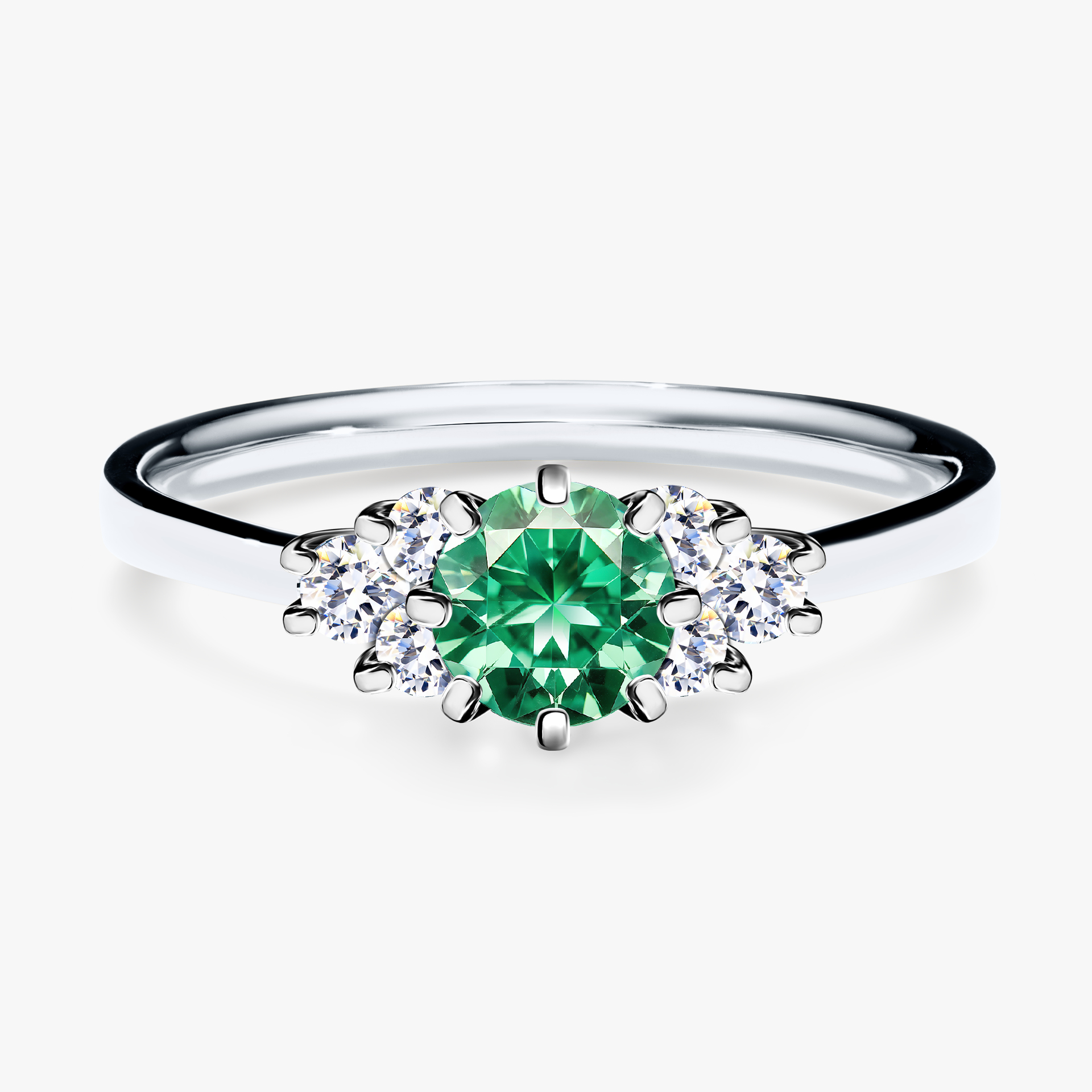 Pierścionek zaręczynowy My Lilly z białego złota ze szmaragdem 0,68ct