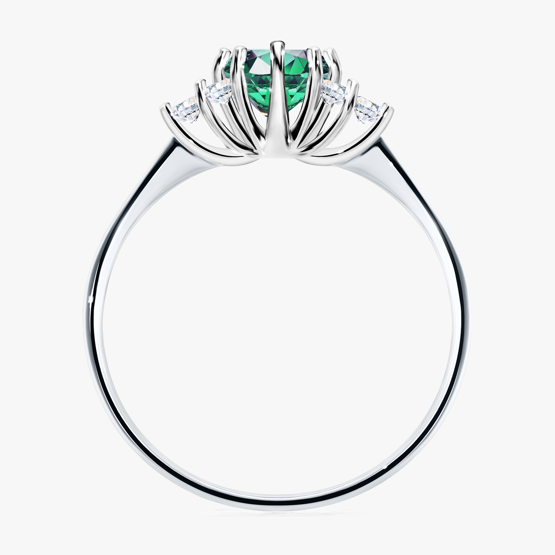Pierścionek zaręczynowy My Lilly z białego złota ze szmaragdem 0,68ct
