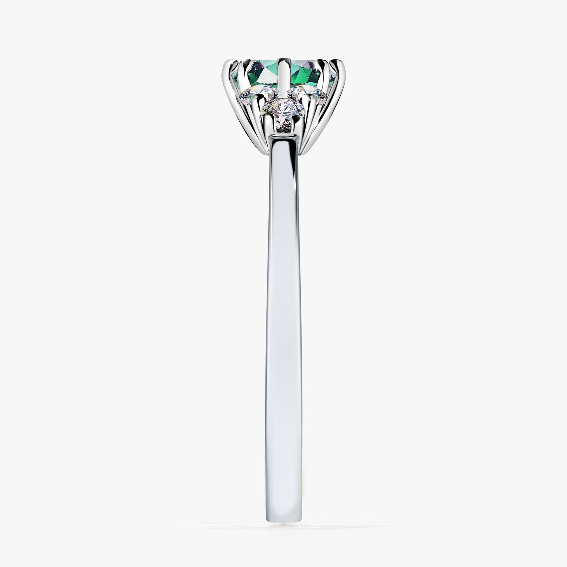 Pierścionek zaręczynowy My Lilly z białego złota ze szmaragdem 0,68ct