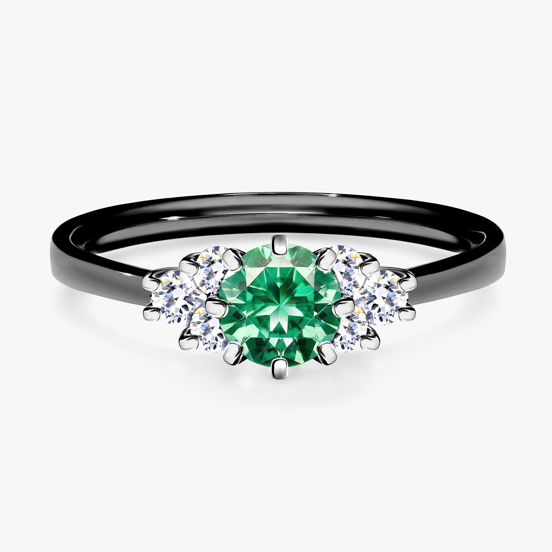 Pierścionek zaręczynowy My Lilly z czarnego złota ze szmaragdem 0,68ct