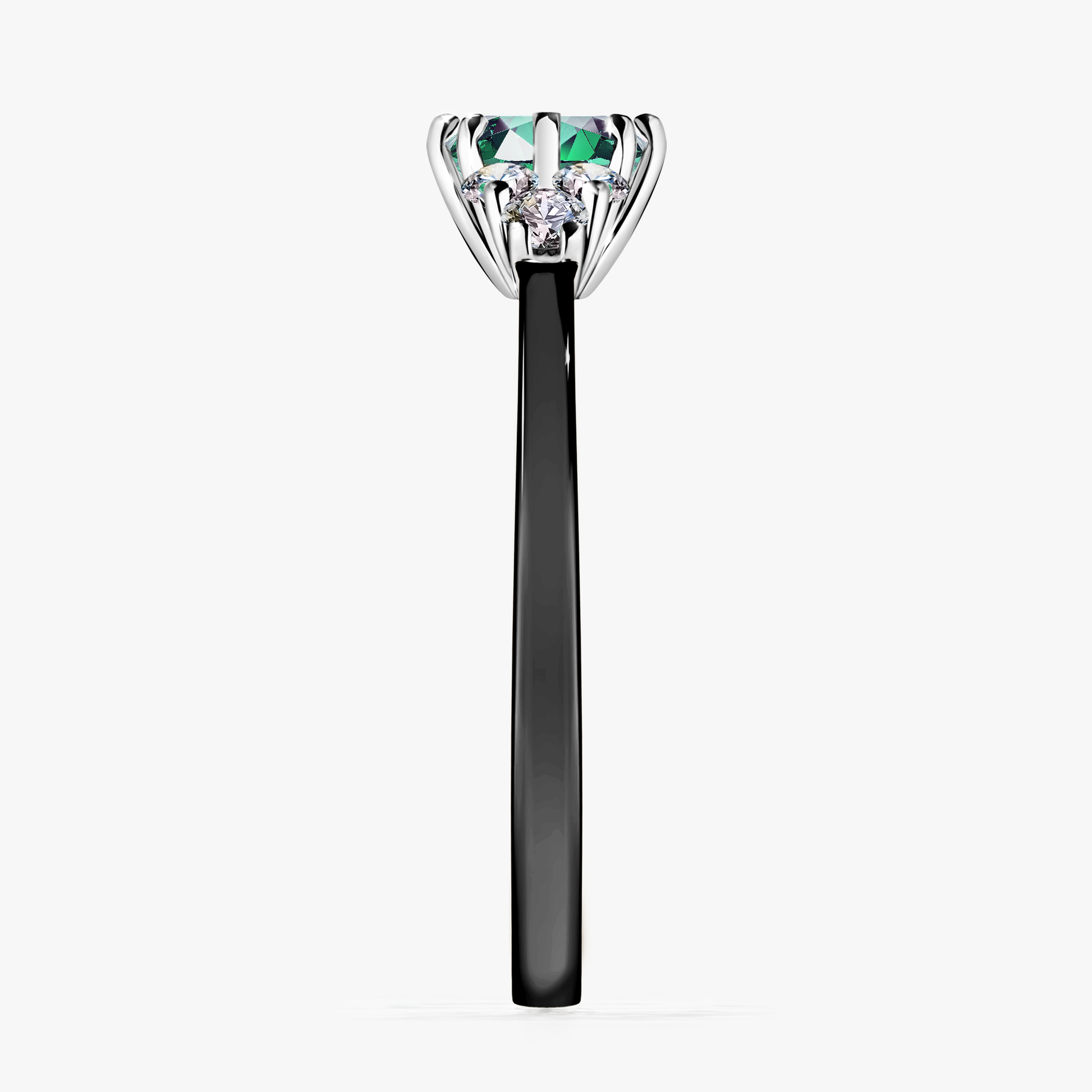 Pierścionek zaręczynowy My Lilly z czarnego złota ze szmaragdem 0,68ct