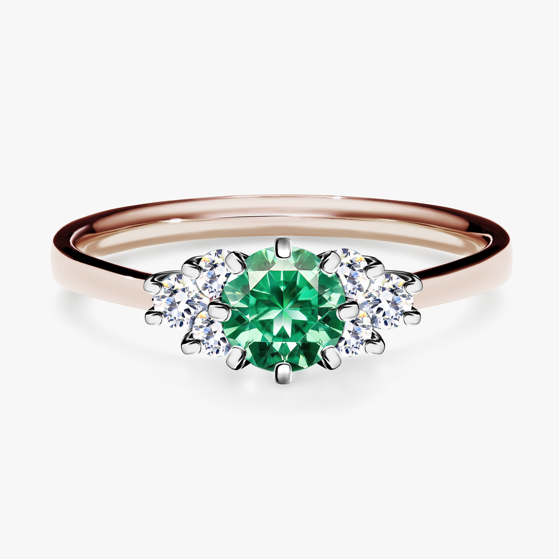 Pierścionek zaręczynowy My Lilly z różowego złota ze szmaragdem 0,68ct