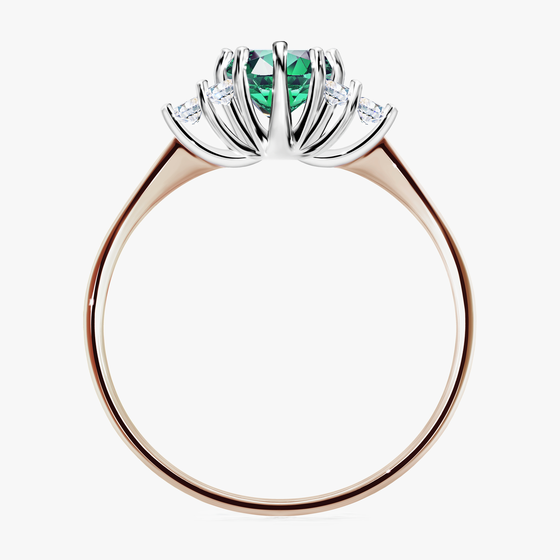 Pierścionek zaręczynowy My Lilly z różowego złota ze szmaragdem 0,68ct
