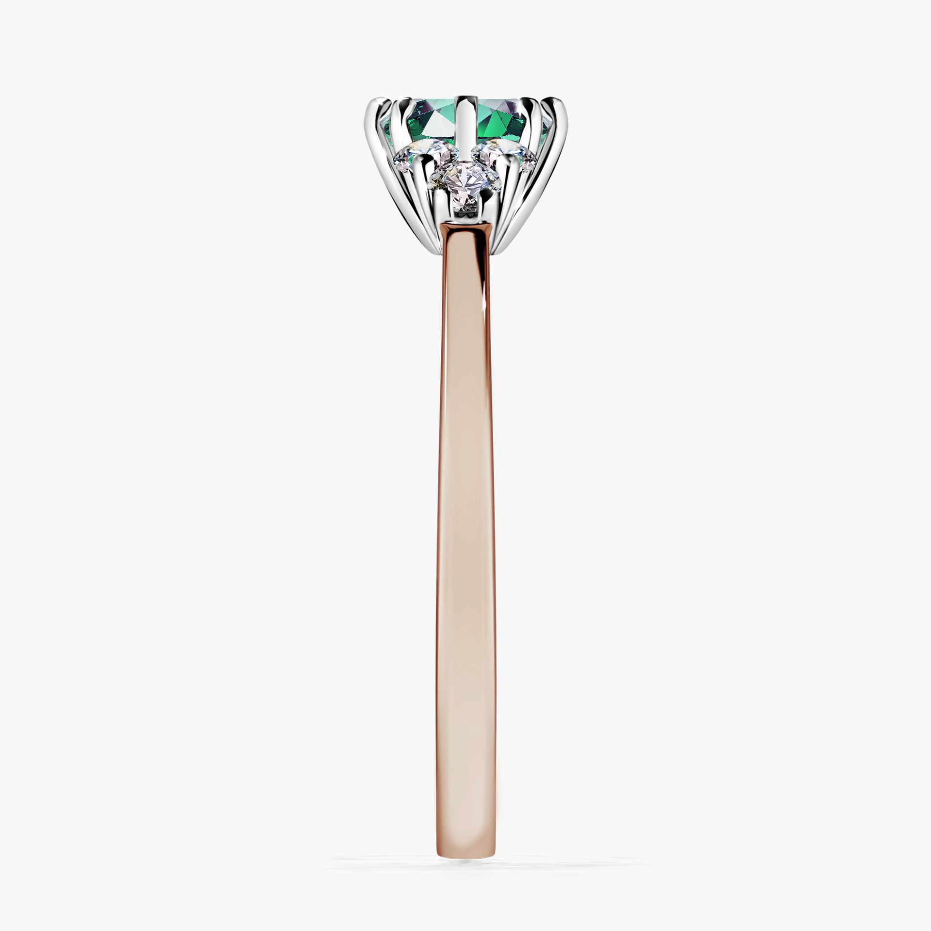 Pierścionek zaręczynowy My Lilly z różowego złota ze szmaragdem 0,68ct