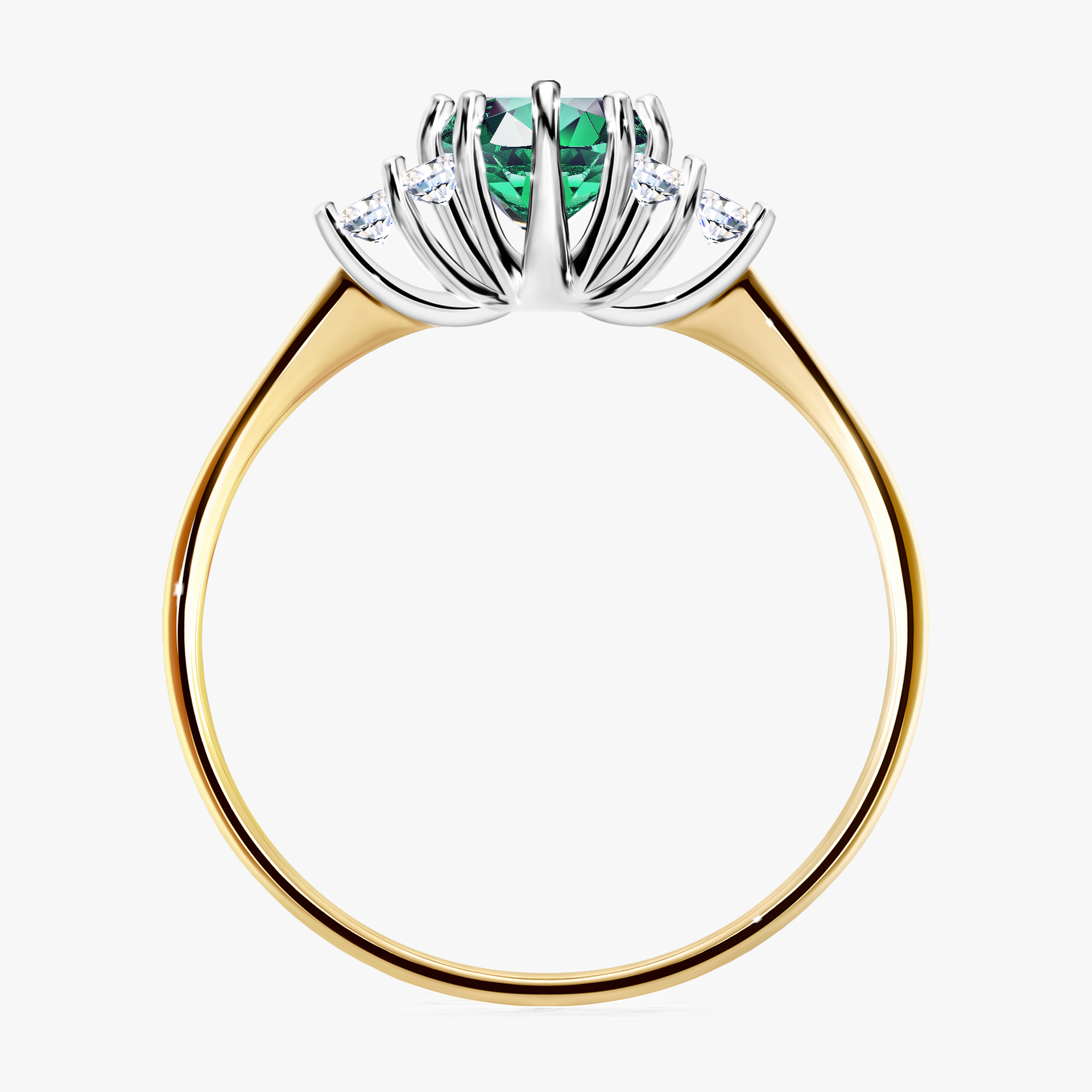 Pierścionek zaręczynowy My Lilly z żółtego złota ze szmaragdem 0,68ct